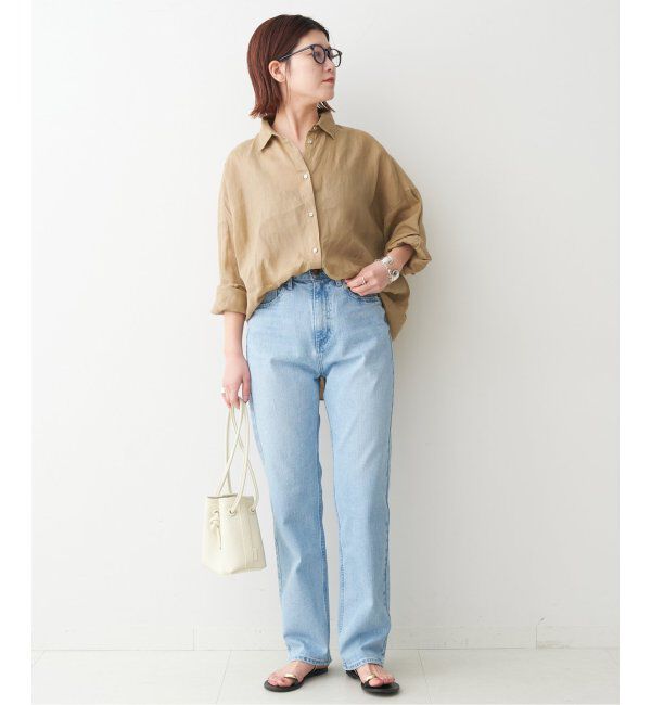 Spick and Span「《ゆったりサイズ》追加 80リネンカシュクール ビッグシャツ」|シャツ・ブラウス|