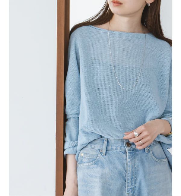 NOBLE「《追加予約》ペーパーヤーン裏天竺プルオーバー(グリーン・ブルー)」|ニット・セーター|