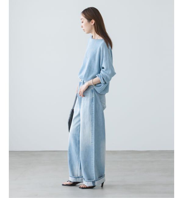 NOBLE「《追加予約》ペーパーヤーン裏天竺プルオーバー(グリーン・ブルー)」|ニット・セーター|