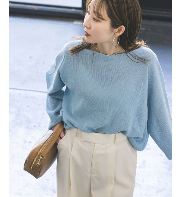 NOBLE「《追加予約》ペーパーヤーン裏天竺プルオーバー(グリーン・ブルー)」|ニット・セーター|