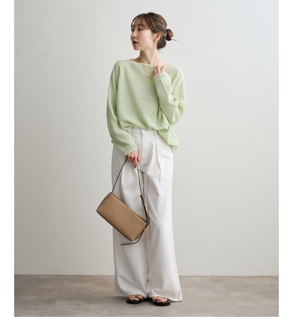 NOBLE「《追加予約》ペーパーヤーン裏天竺プルオーバー(グリーン・ブルー)」|ニット・セーター|