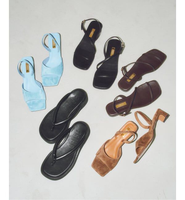 GRISE「《予約》MIDORI UEEDA&times;GRISE4cmレザースクエアスエードサンダル」|サンダル|