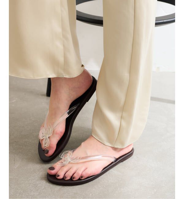  「クリアフラワートングサンダル」|サンダル|