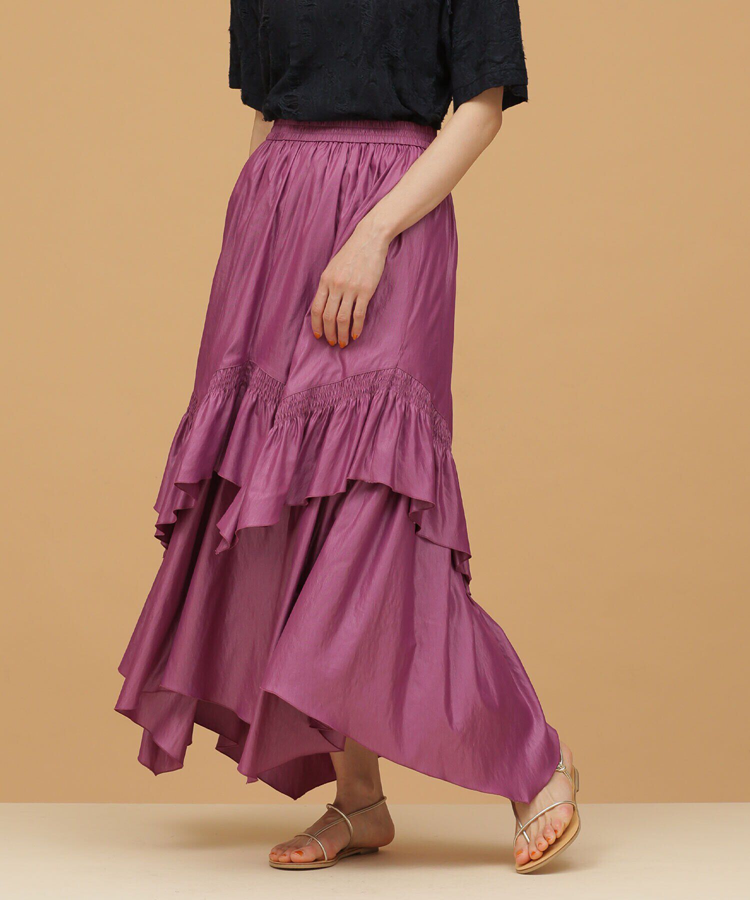 nano･universe「LB.03/ランダムヘムギャザースカート」|スカート|パープル