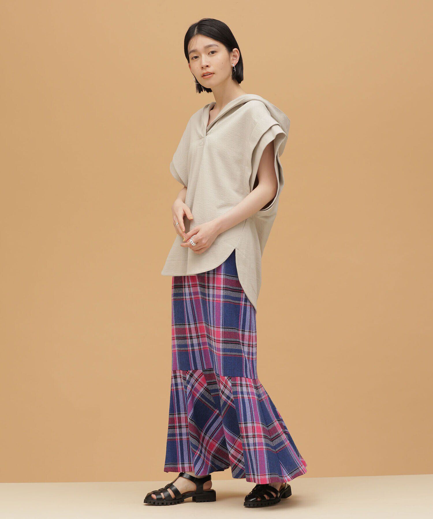 nano･universe「LB.03/バスケットチェックマーメイドスカート」|スカート|