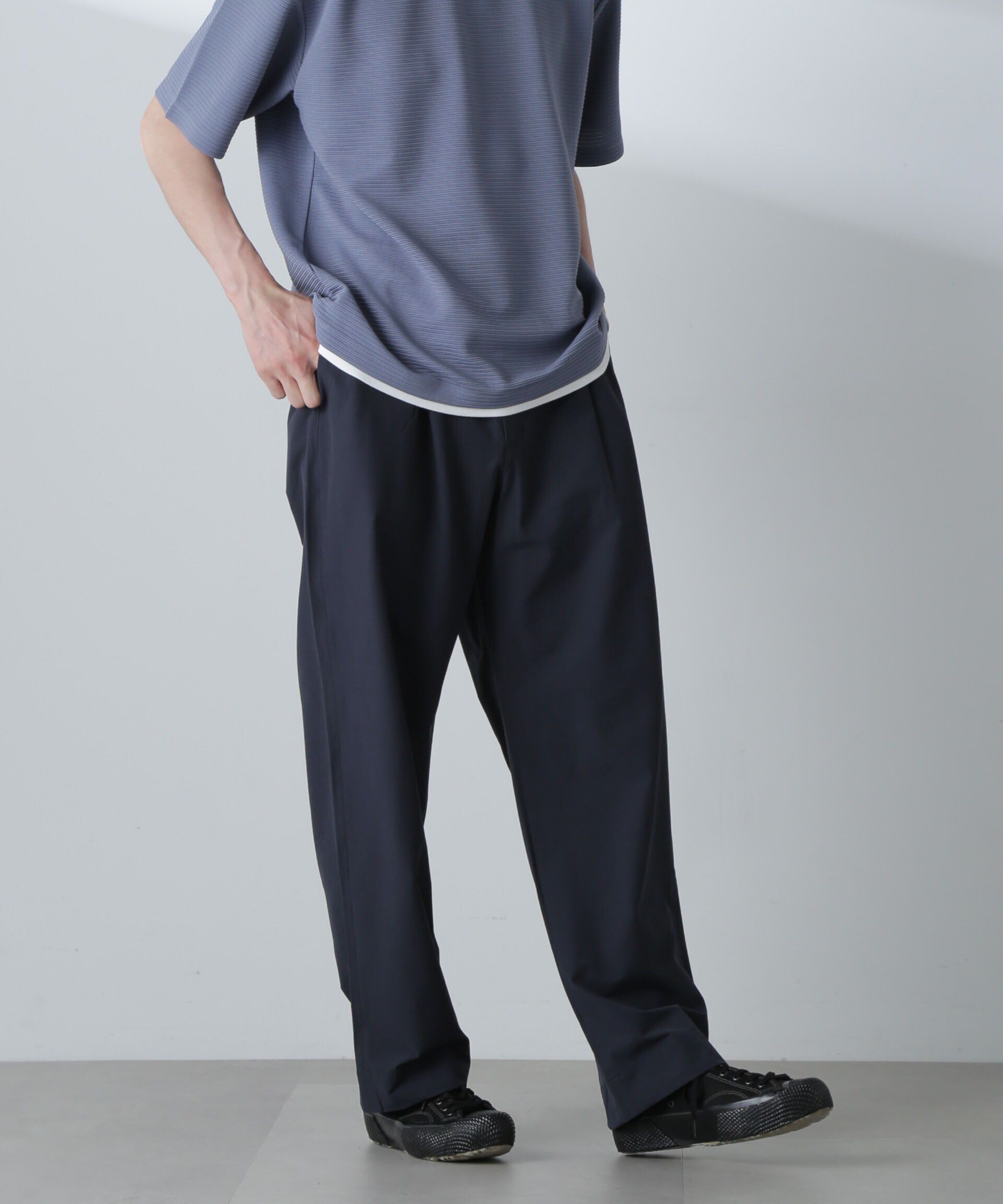 nano･universe「ストレッチワイドイージーパンツ(セットアップ可)」|チノ|