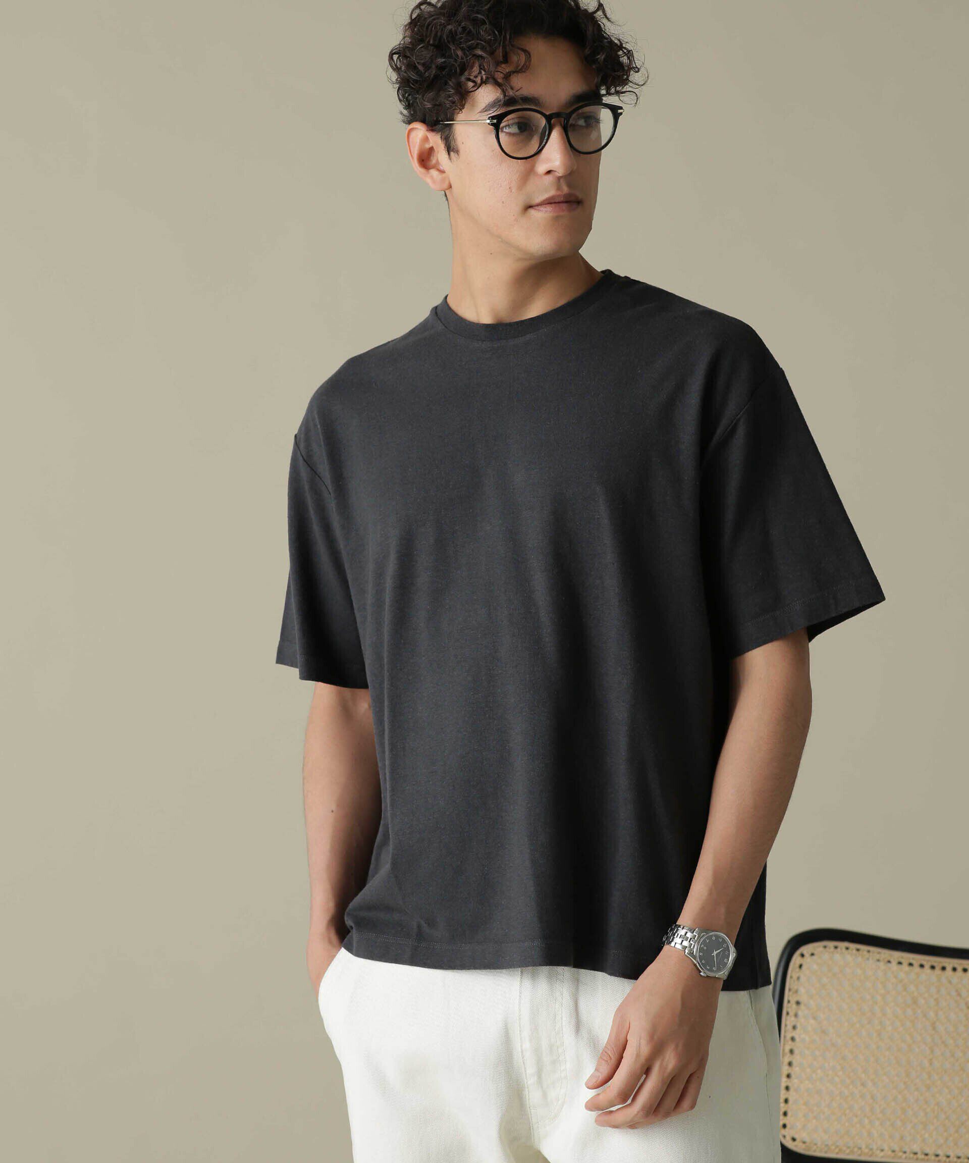 nano･universe「「NJ/CLUB」HOMESTOCK ガーメントダイコットンヘンプTシャツ」|Tシャツ・カットソー|