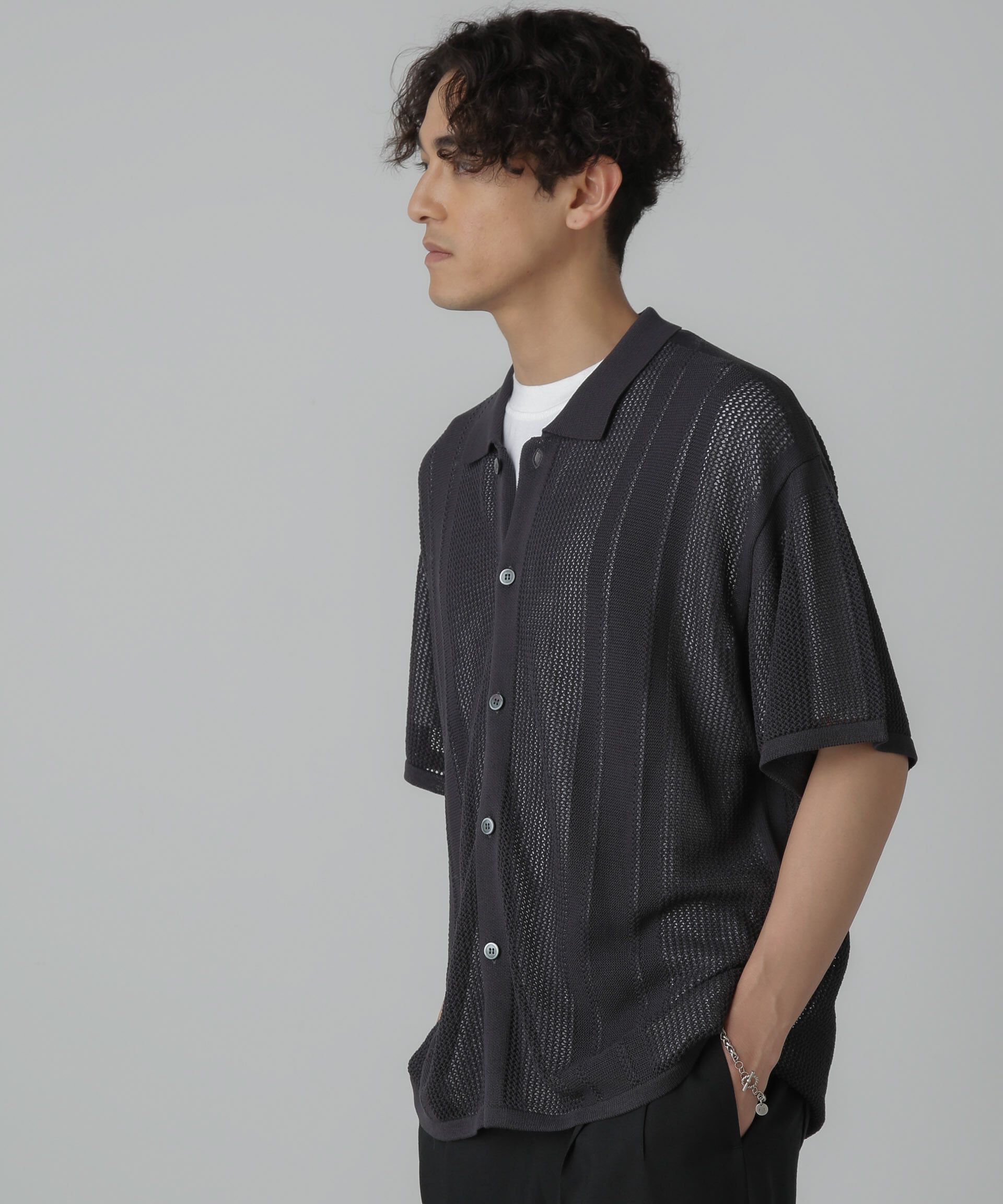nano･universe「ドライタッチニットシャツ 半袖」|シャツ・ブラウス|