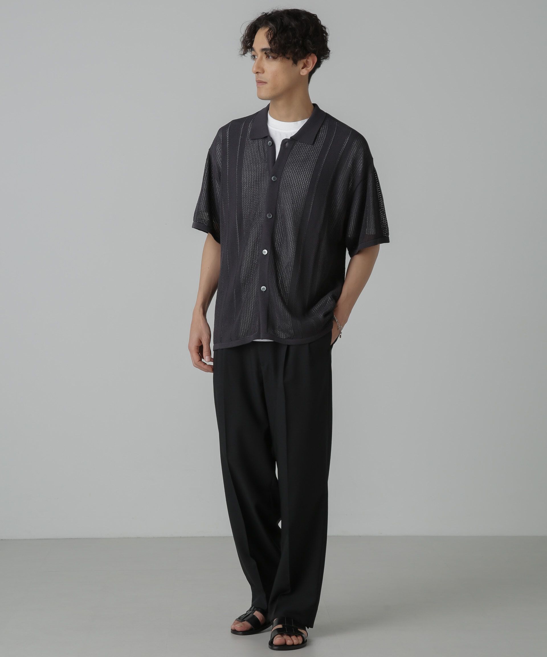 nano･universe「ドライタッチニットシャツ 半袖」|シャツ・ブラウス|