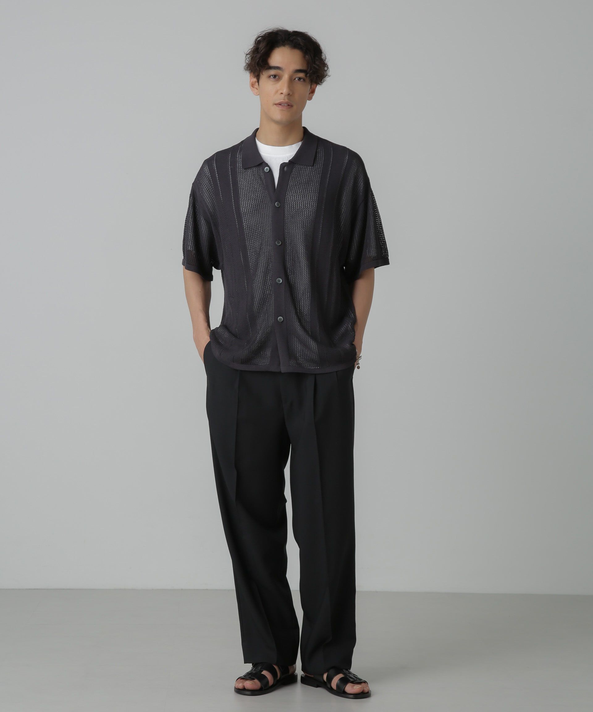 nano･universe「ドライタッチニットシャツ 半袖」|シャツ・ブラウス|