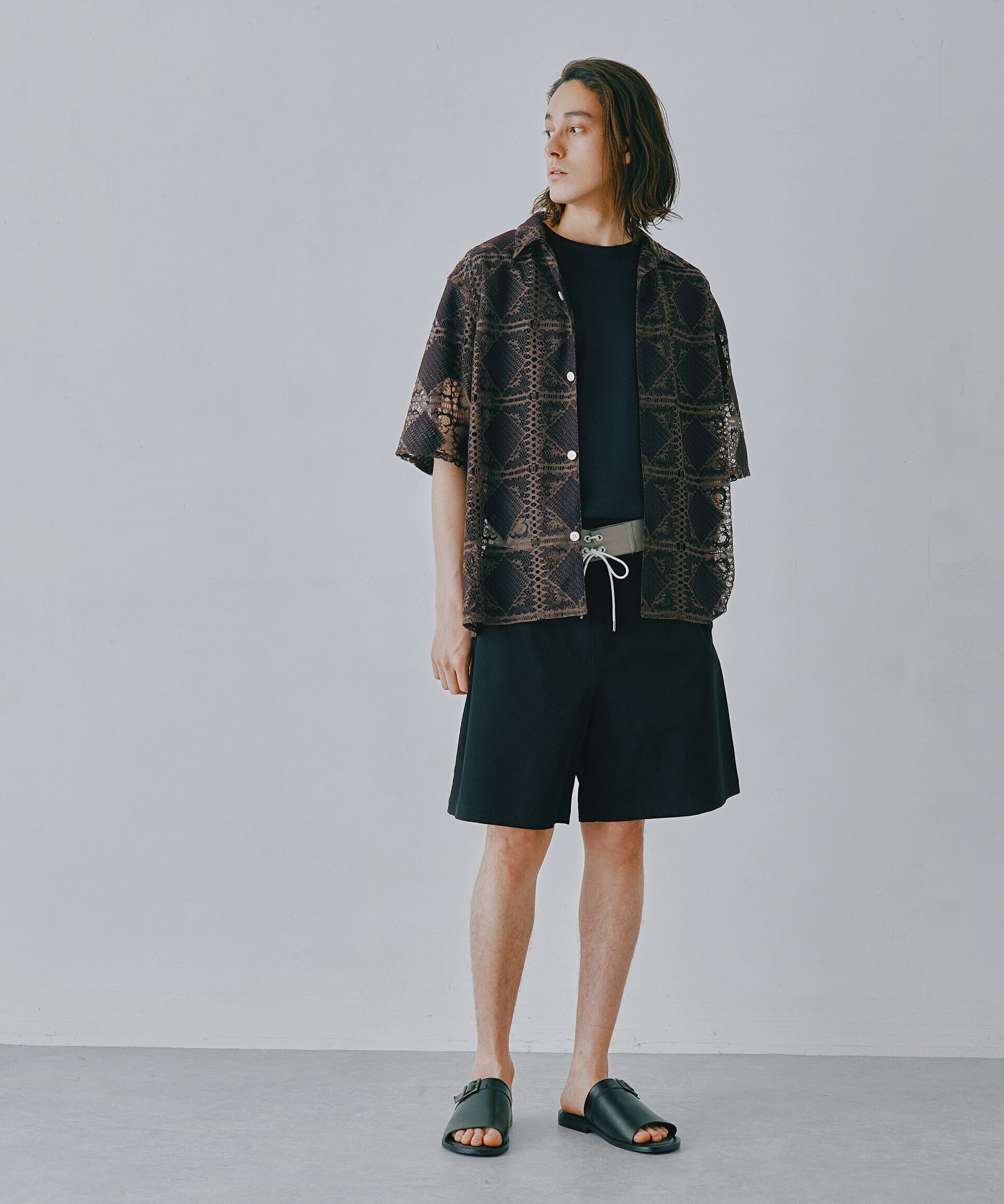 nano･universe「カットブローシェレースオープンカラーシャツ」|シャツ・ブラウス|