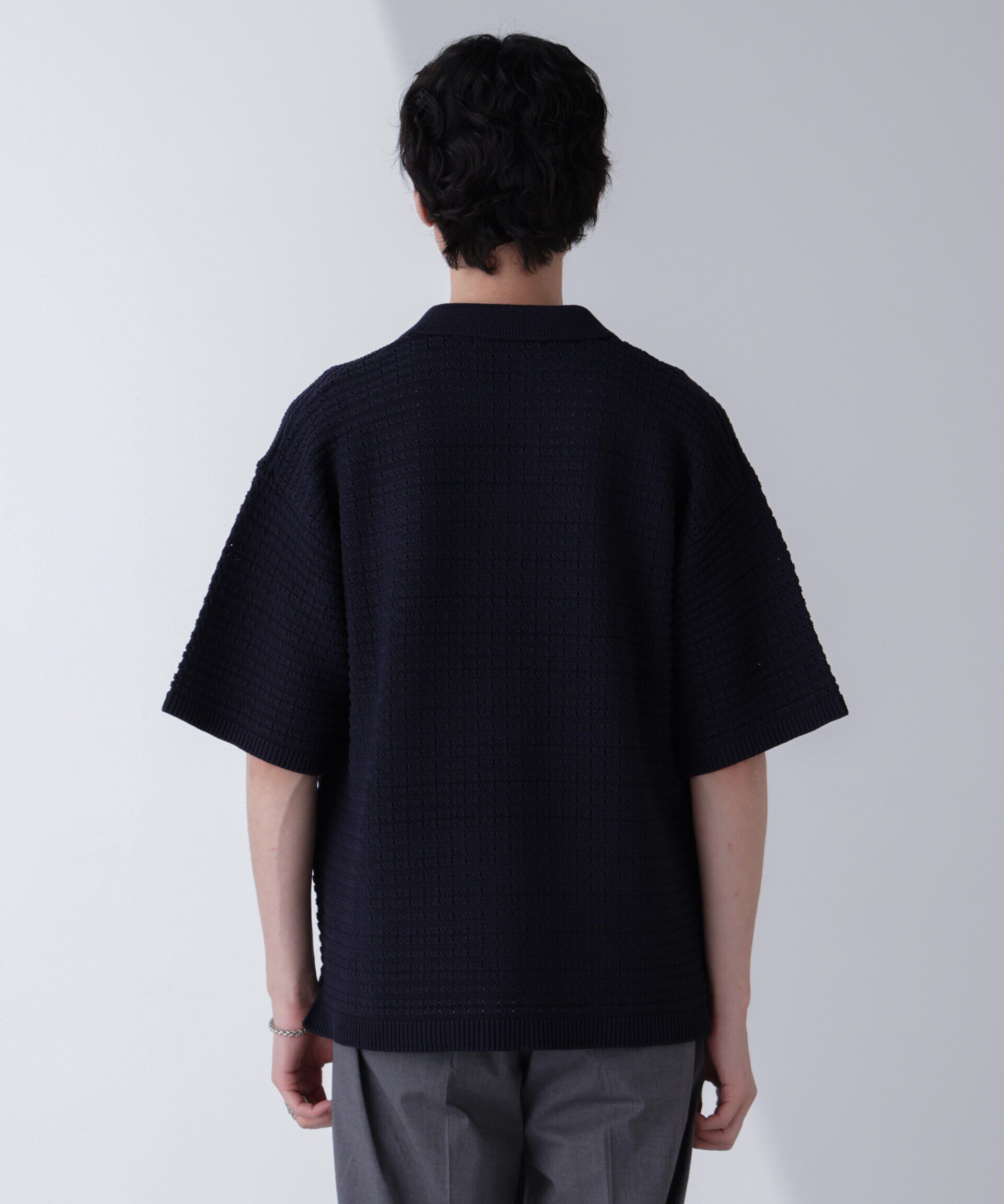 nano･universe「アイレットジャガードボーダーポロシャツ 半袖」|Tシャツ・カットソー|