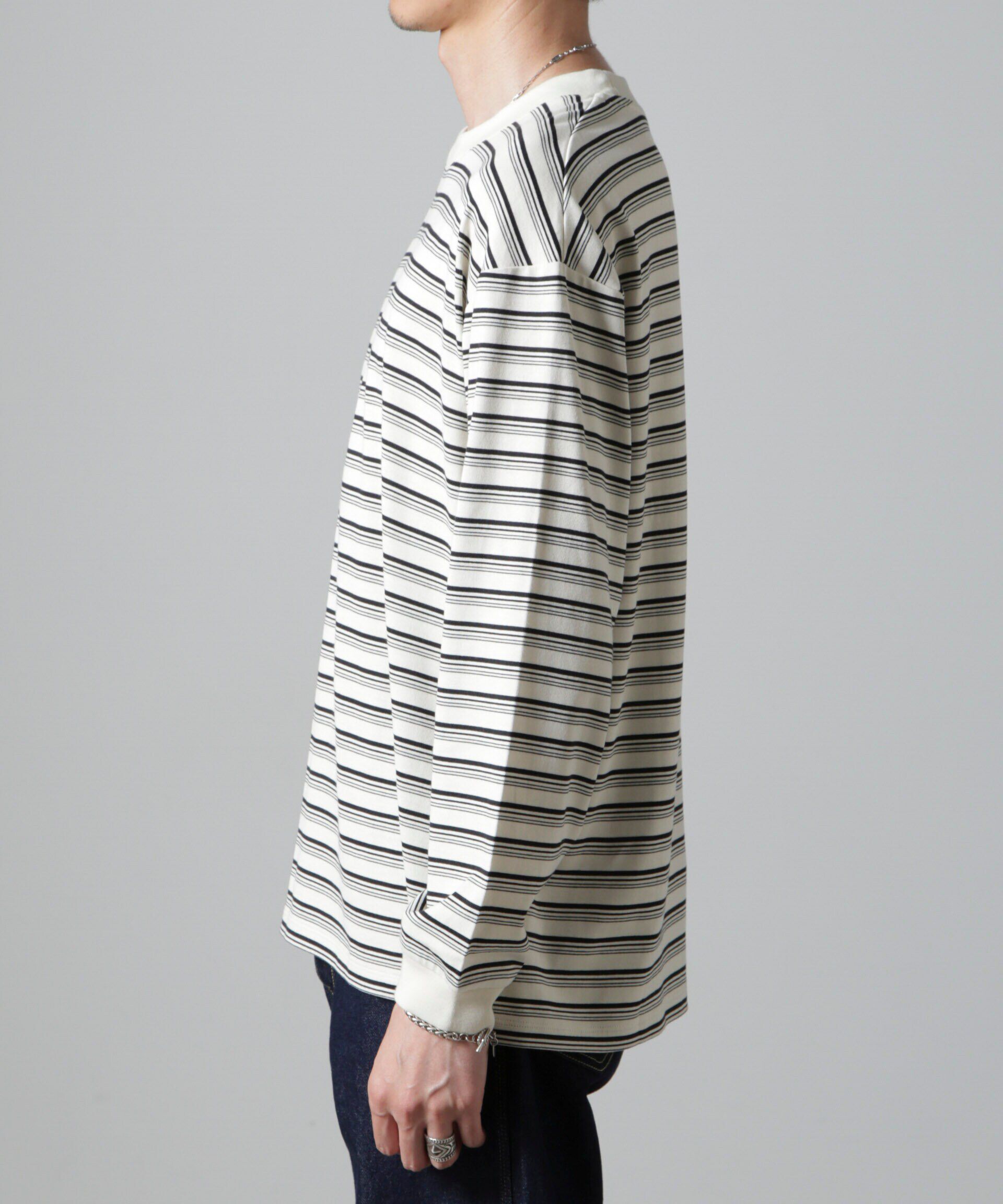 nano･universe「Anti Soaked(R)  ランダムボーダークルーネックTシャツ 長袖」|Tシャツ・カットソー|