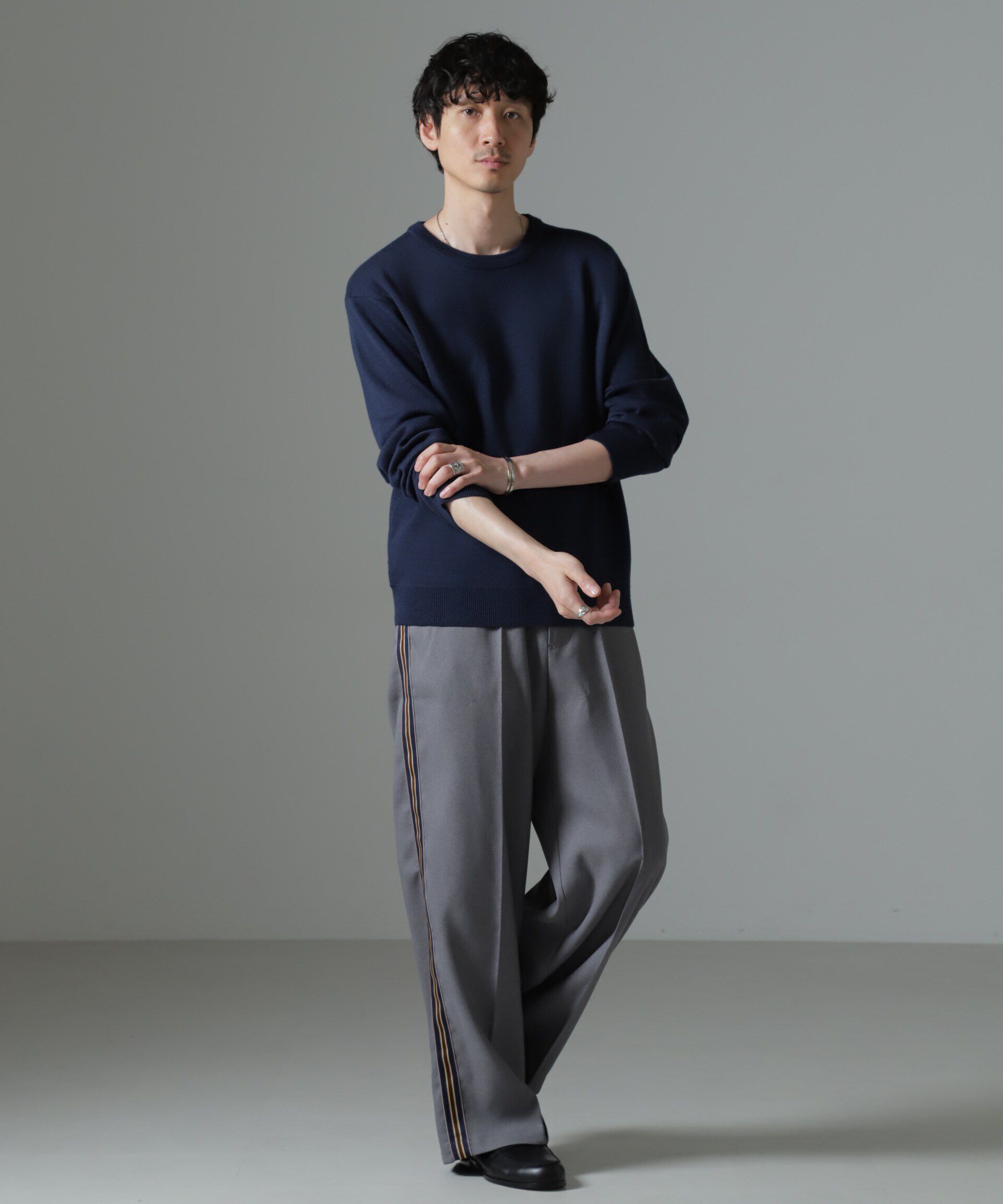 nano･universe「タスマニアミックス ミラノリブリラックスクルーネックニット」|ニット・セーター|