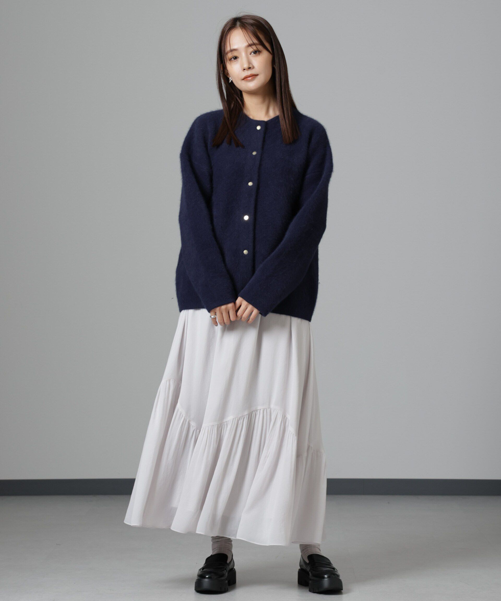 nano･universe「アシメティアードシフォンギャザースカート」|スカート|