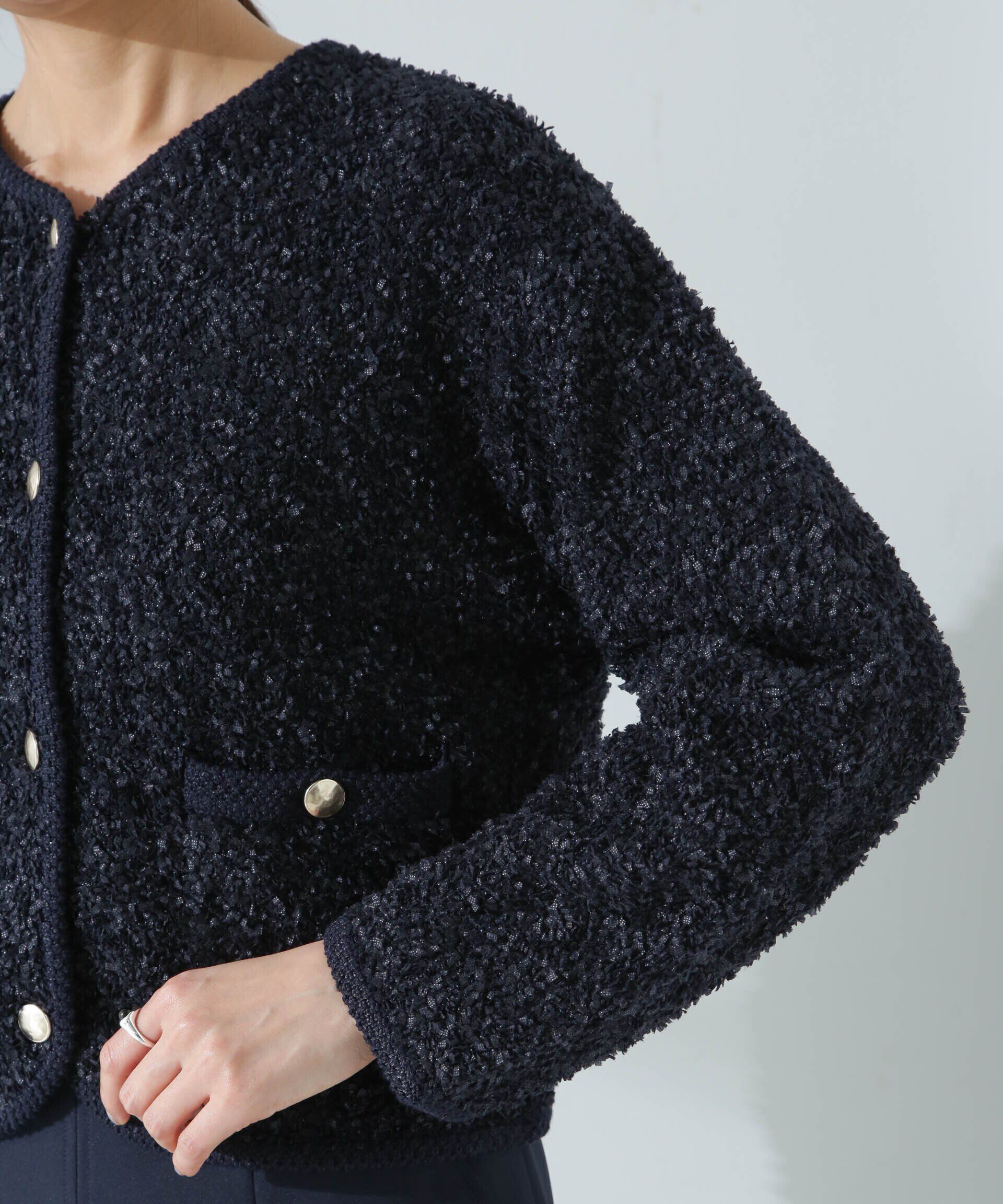 nano･universe「リボンヤーンニットジャケット」|ニット・セーター|