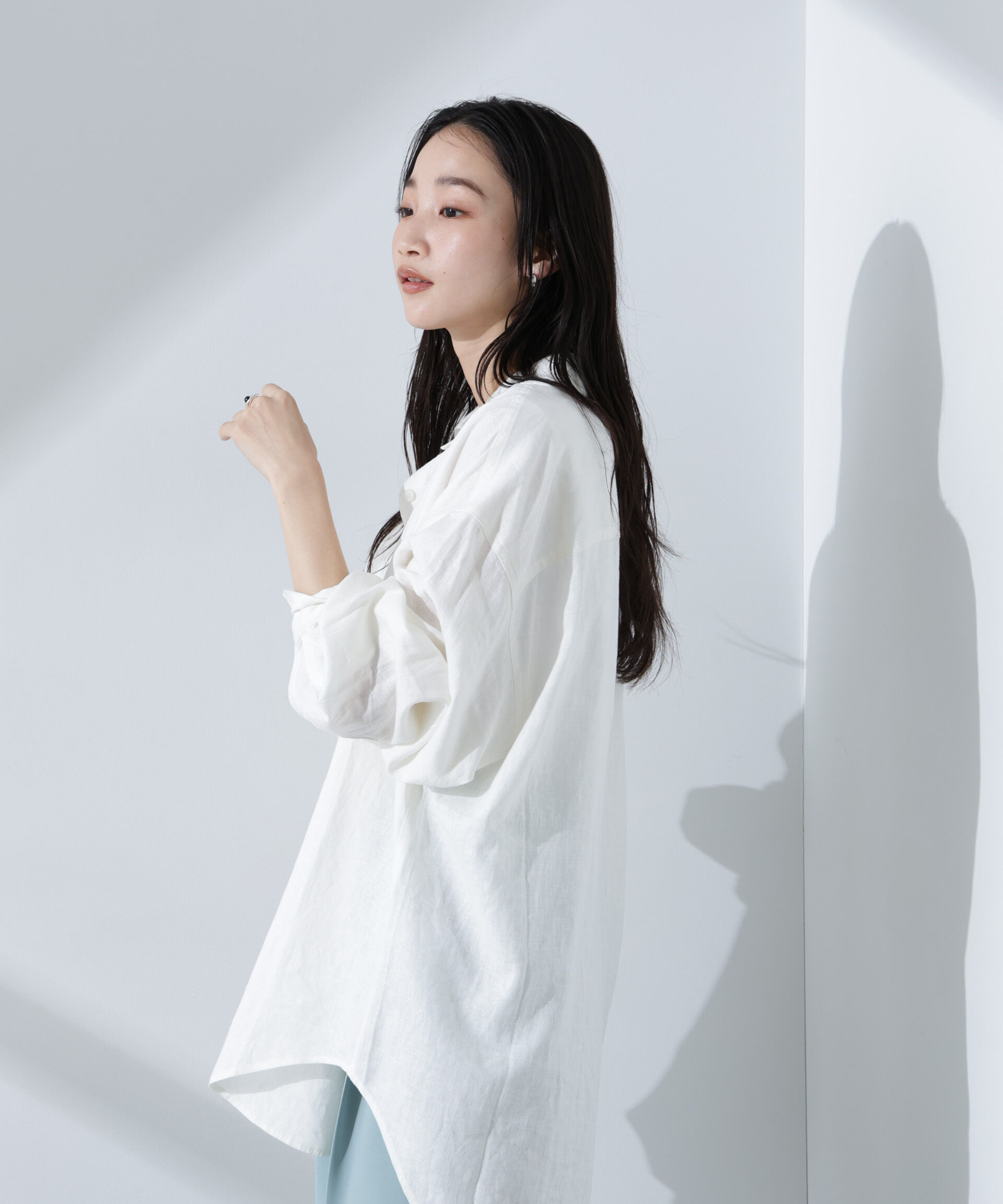 nano･universe「Anti Smell Linen ベーシックワイドシャツ」|シャツ・ブラウス|