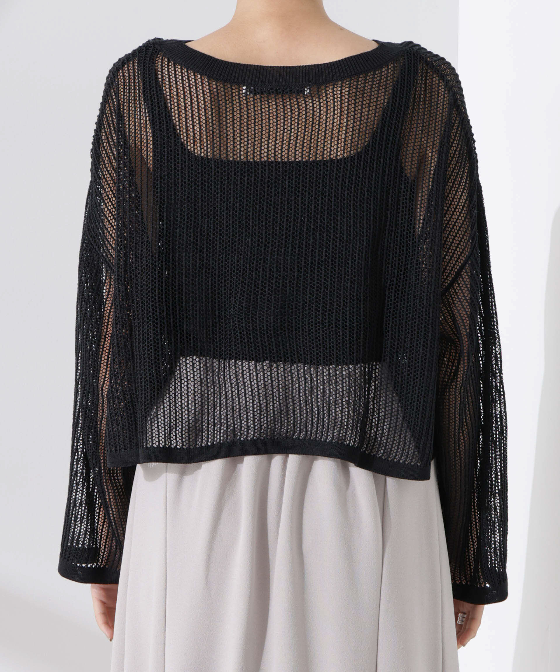 nano･universe「クロップドメッシュニットトップス」|ニット・セーター|