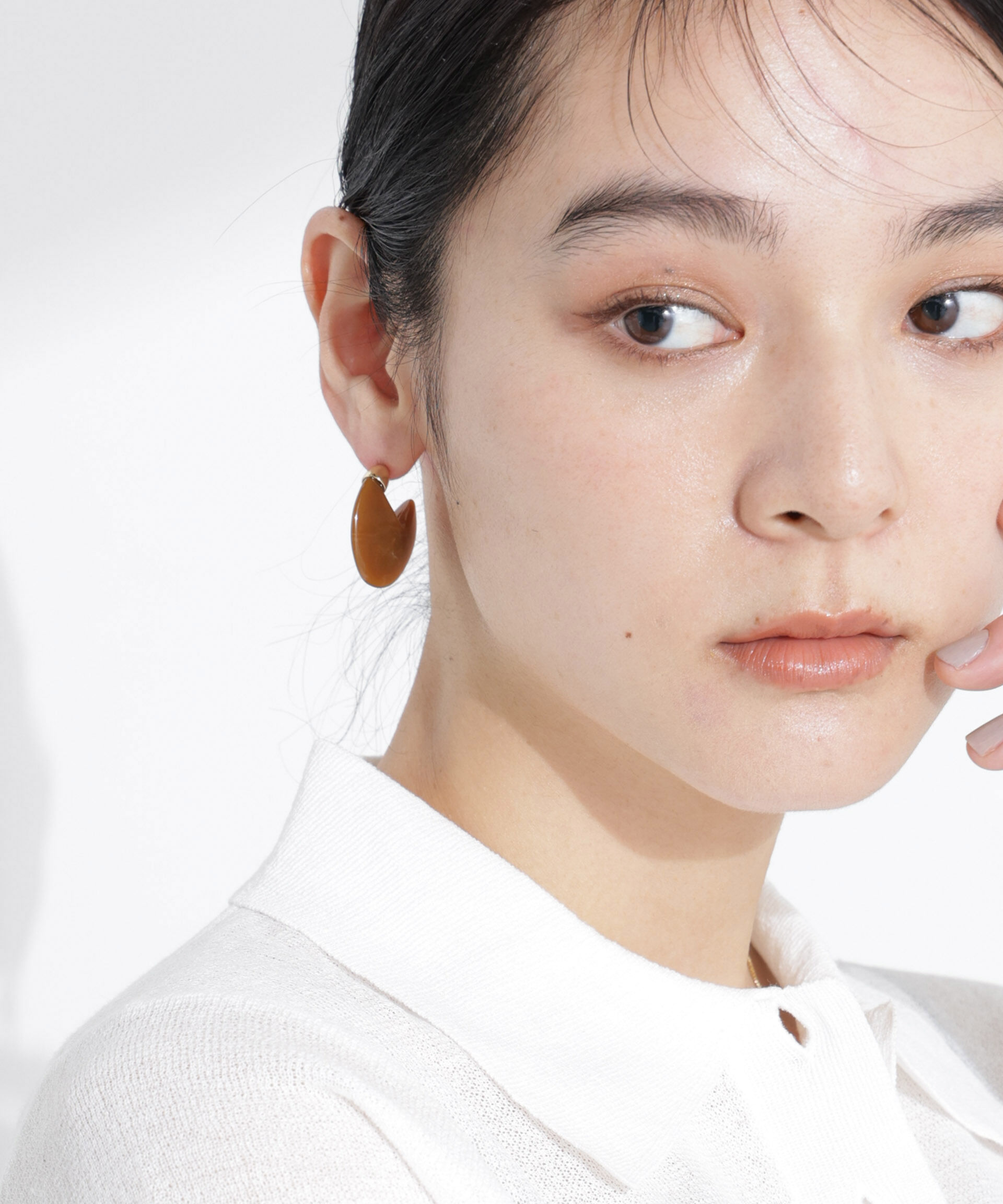 nano･universe「マーブルラウンドピアス」|ピアス|キャメル4