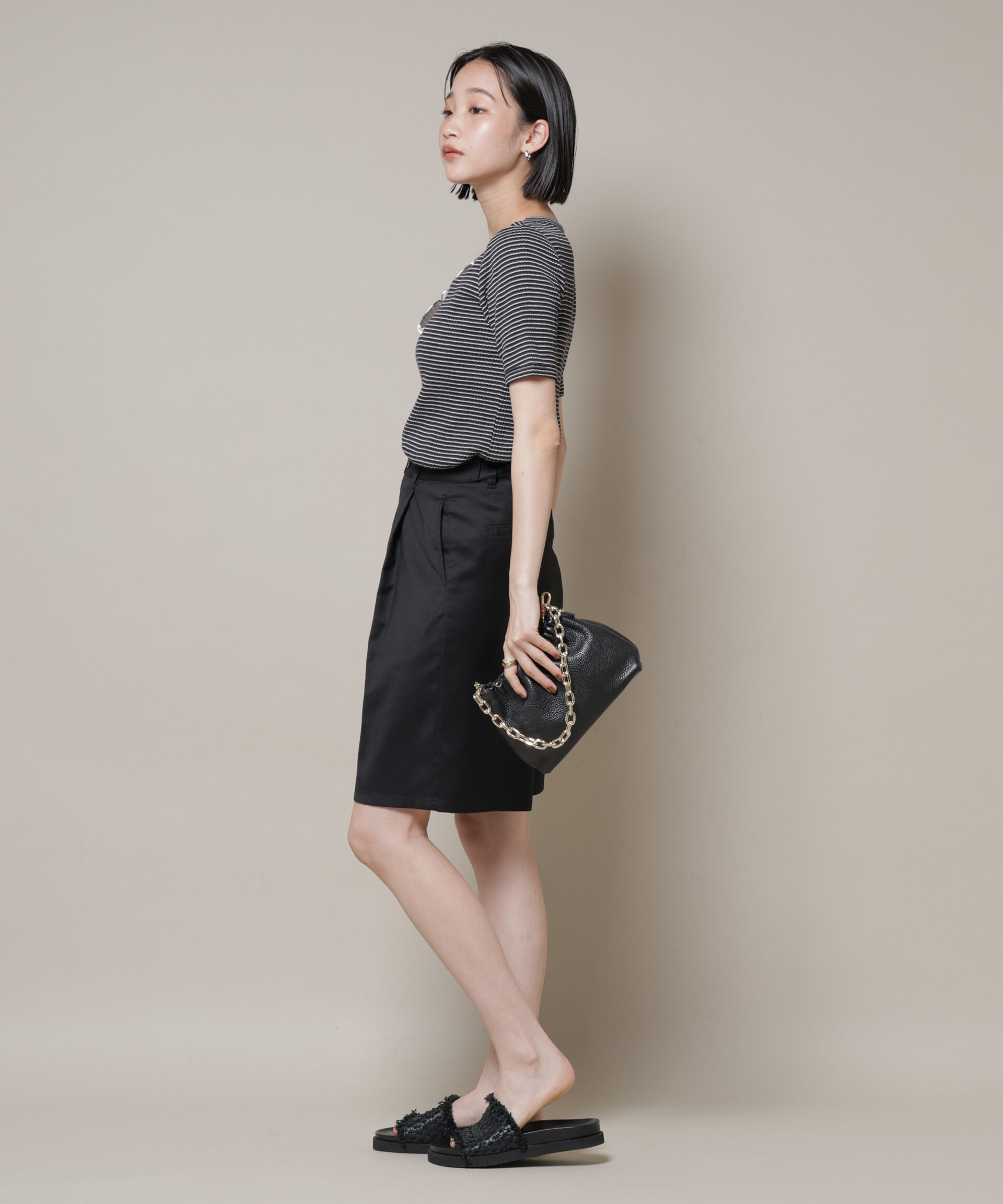 nano･universe「ワンタックショートパンツ(セットアップ可)」|チノ|