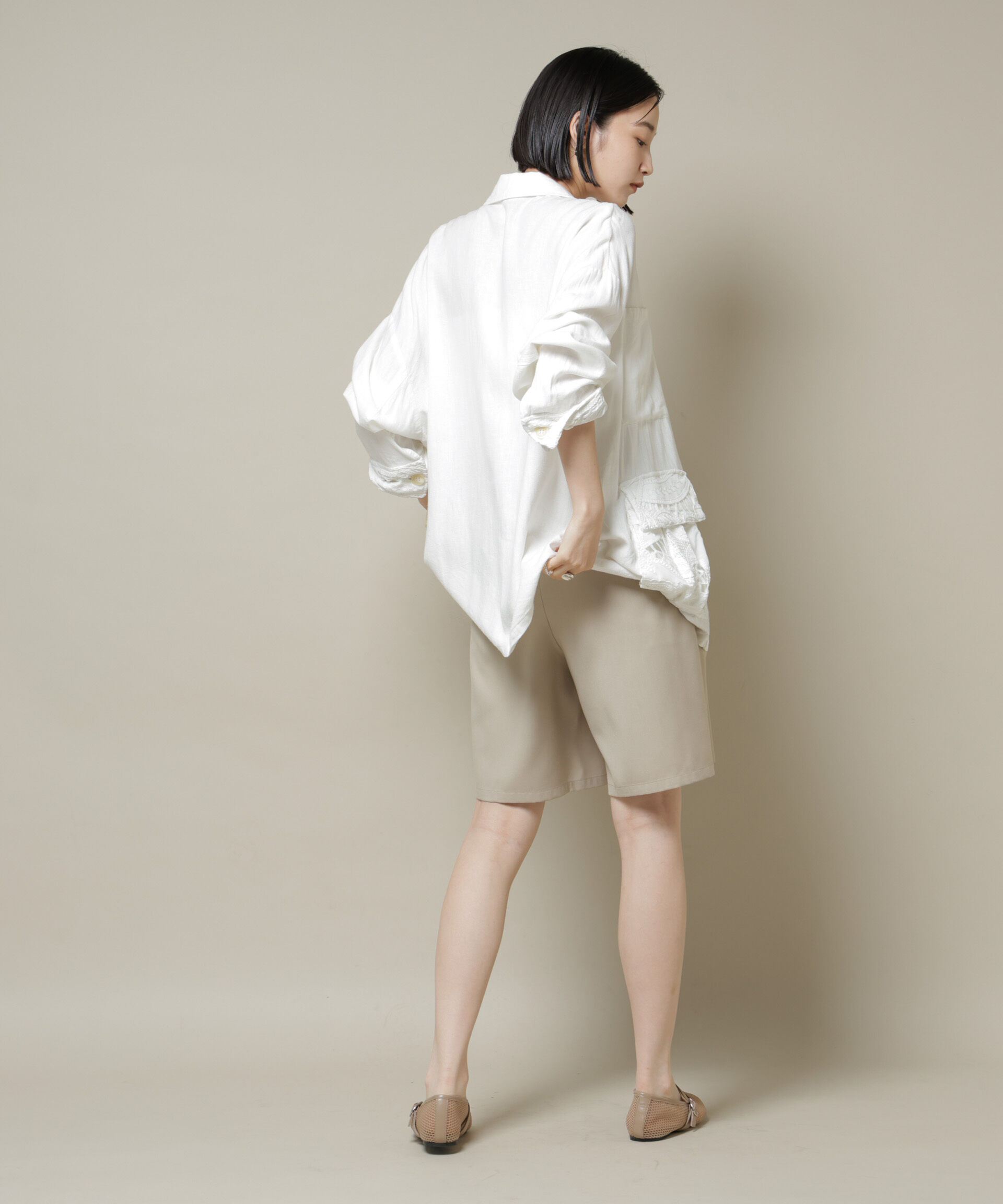 nano･universe「ワンタックショートパンツ(セットアップ可)」|チノ|