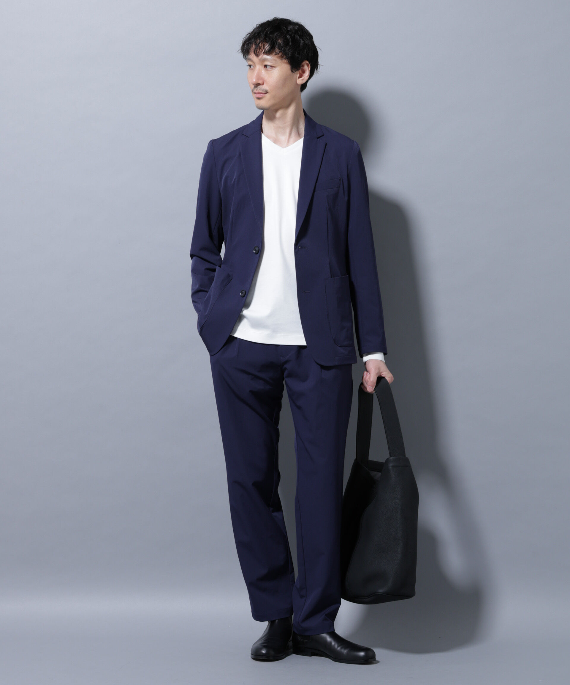 nano･universe「アクティブ4WAYストレッチドライ セットアップ」|スーツ|ネイビー