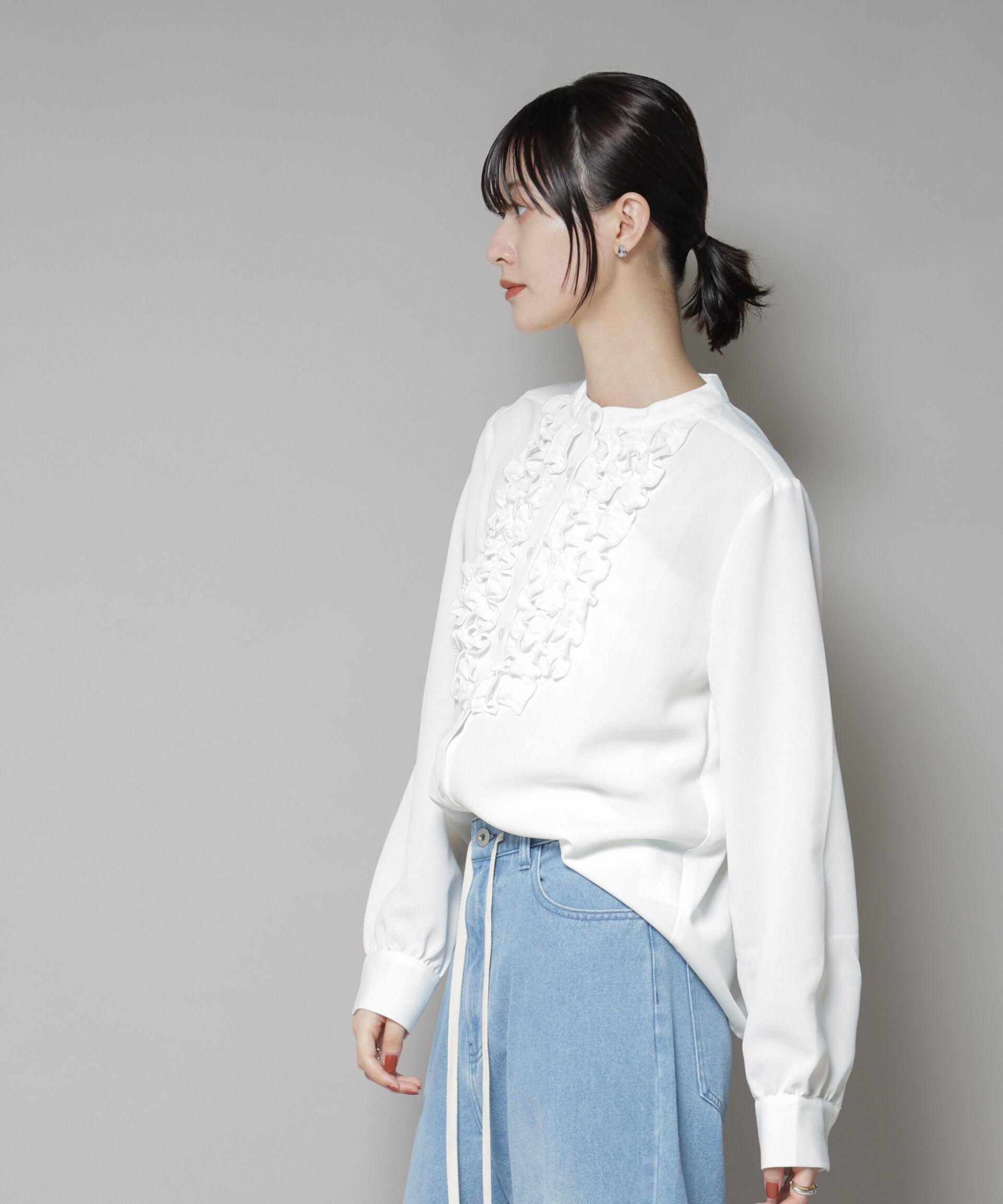 nano･universe「フロントフリルブラウス」|シャツ・ブラウス|