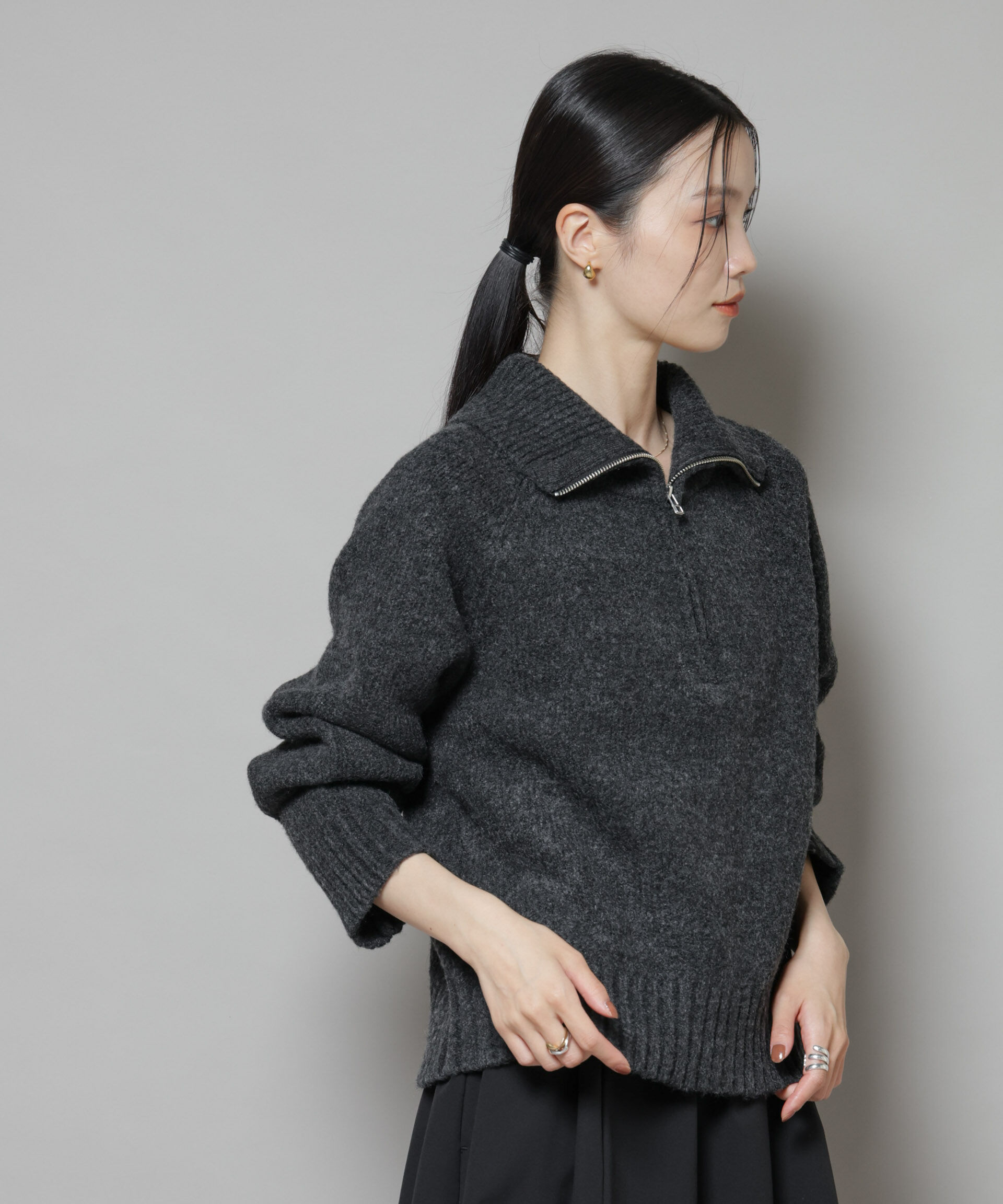 nano･universe「ハーフジップニットプルオーバー」|ニット・セーター|