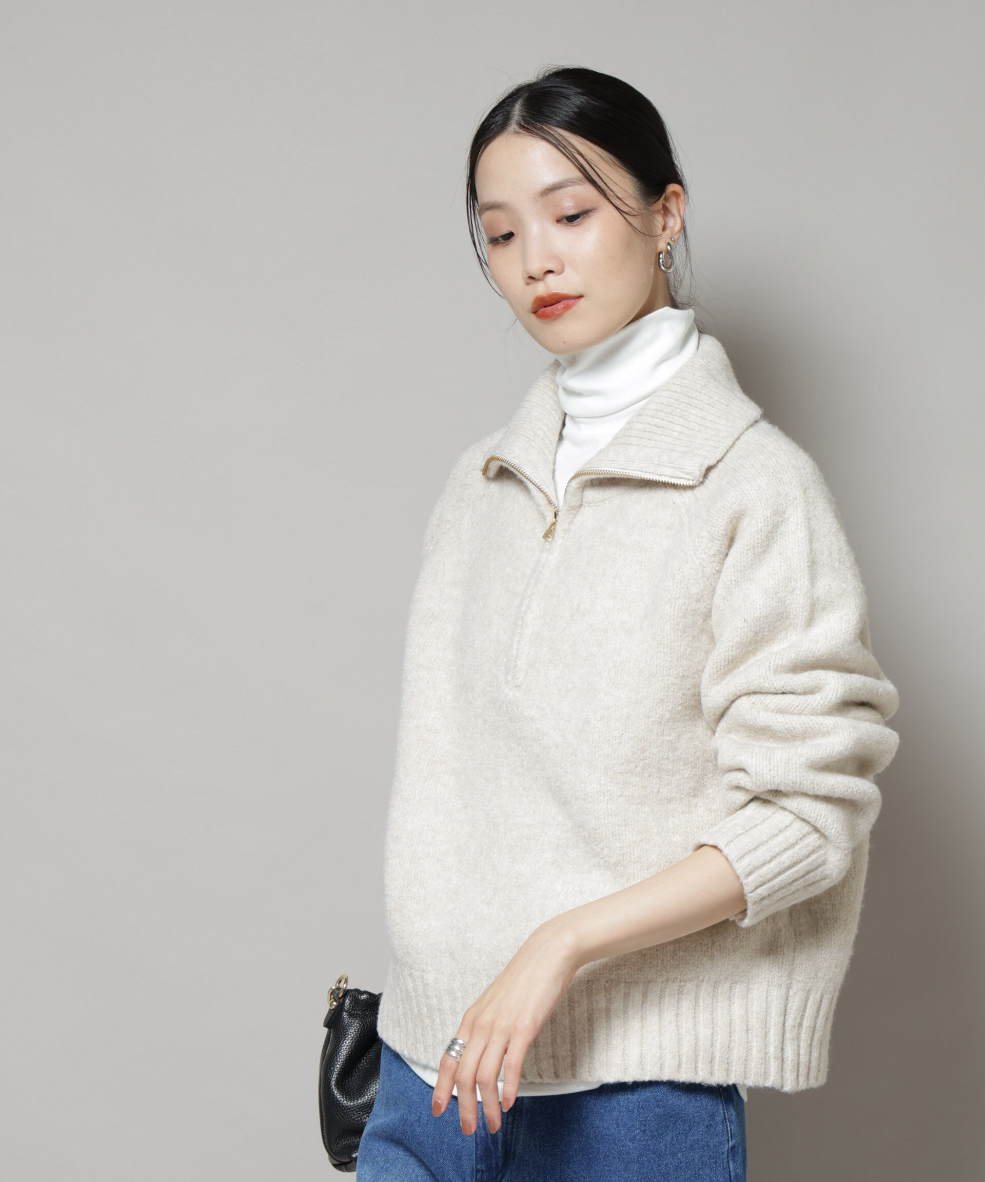 nano･universe「ハーフジップニットプルオーバー」|ニット・セーター|