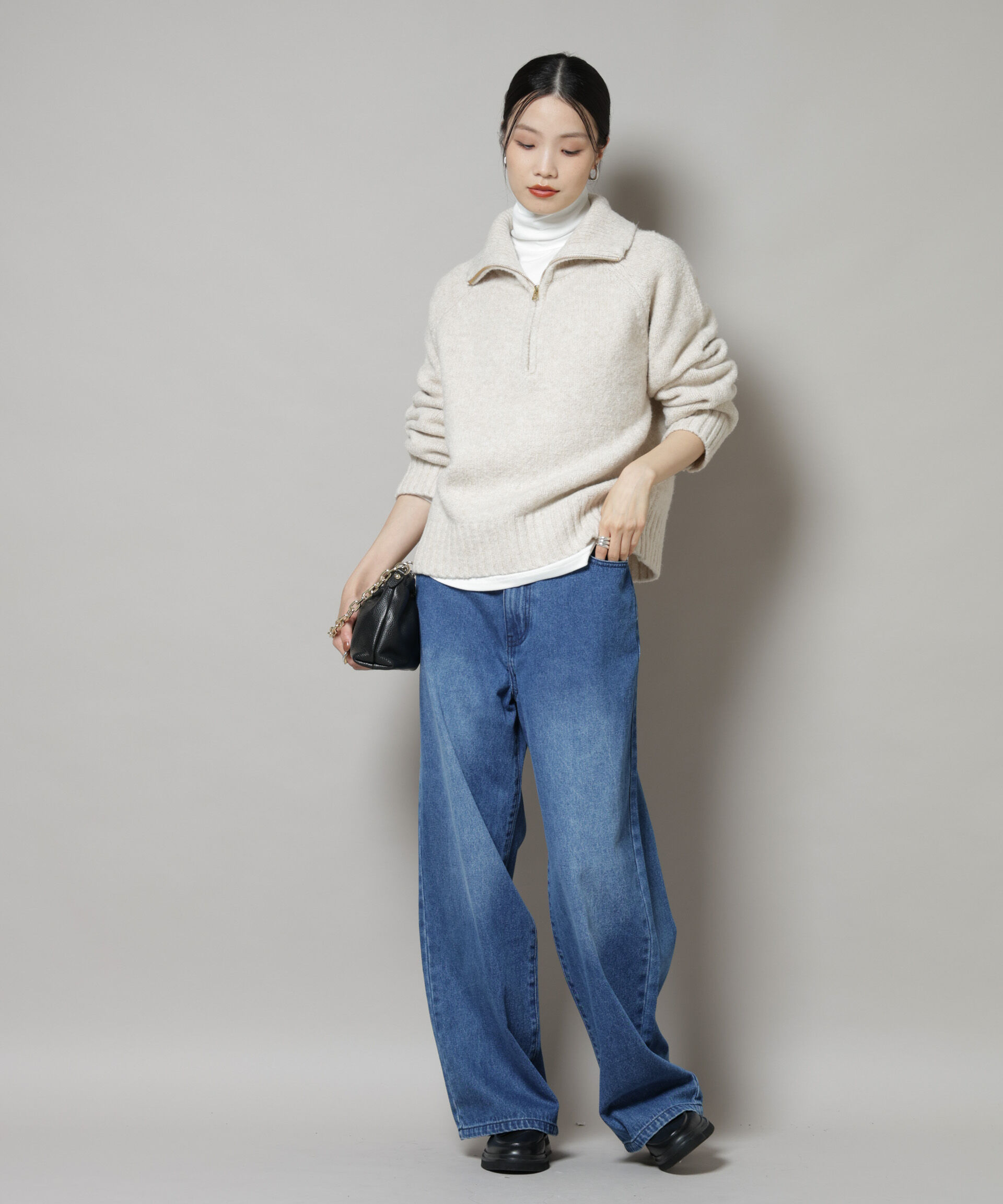 nano･universe「ハーフジップニットプルオーバー」|ニット・セーター|