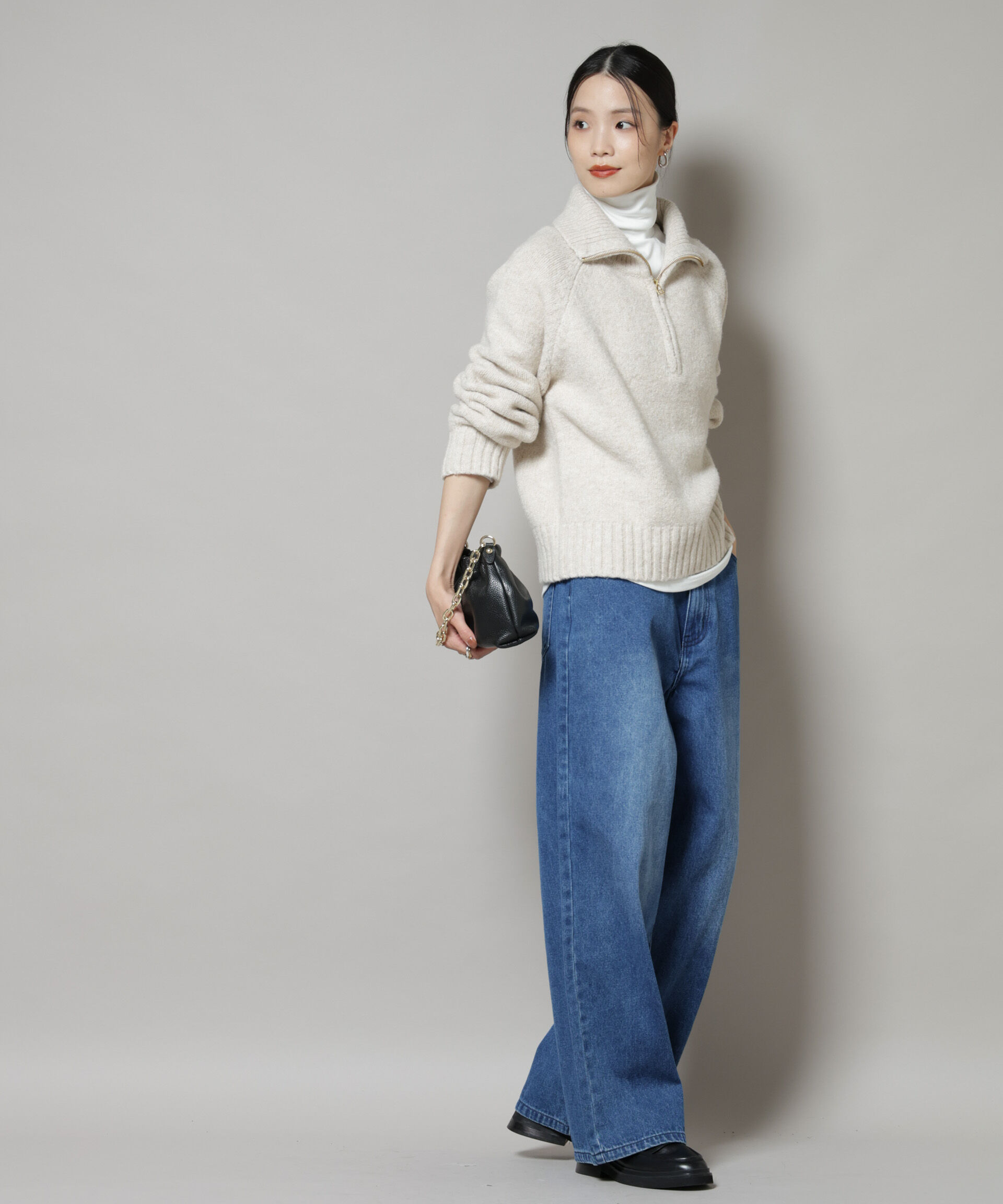 nano･universe「ハーフジップニットプルオーバー」|ニット・セーター|