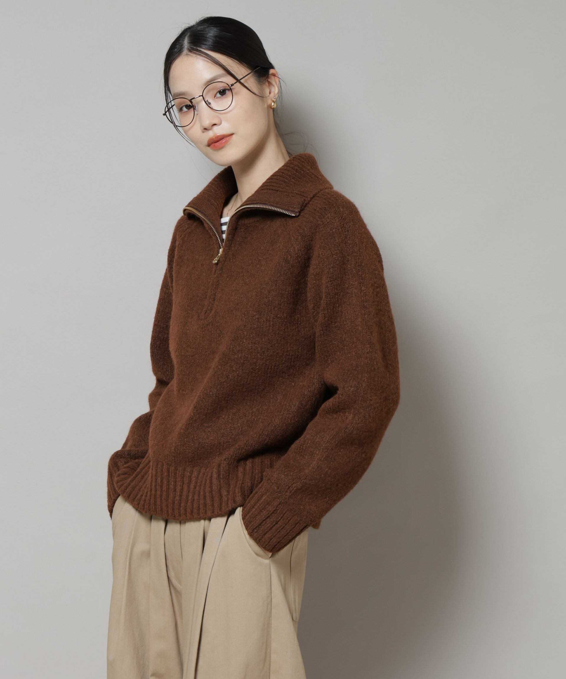 nano･universe「ハーフジップニットプルオーバー」|ニット・セーター|