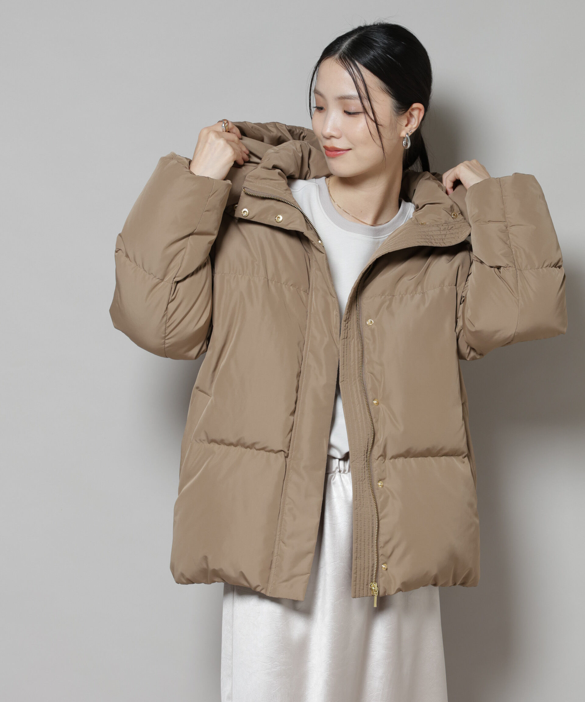 nano･universe「撥水加工 フードショートダウンコート」|ダウン|