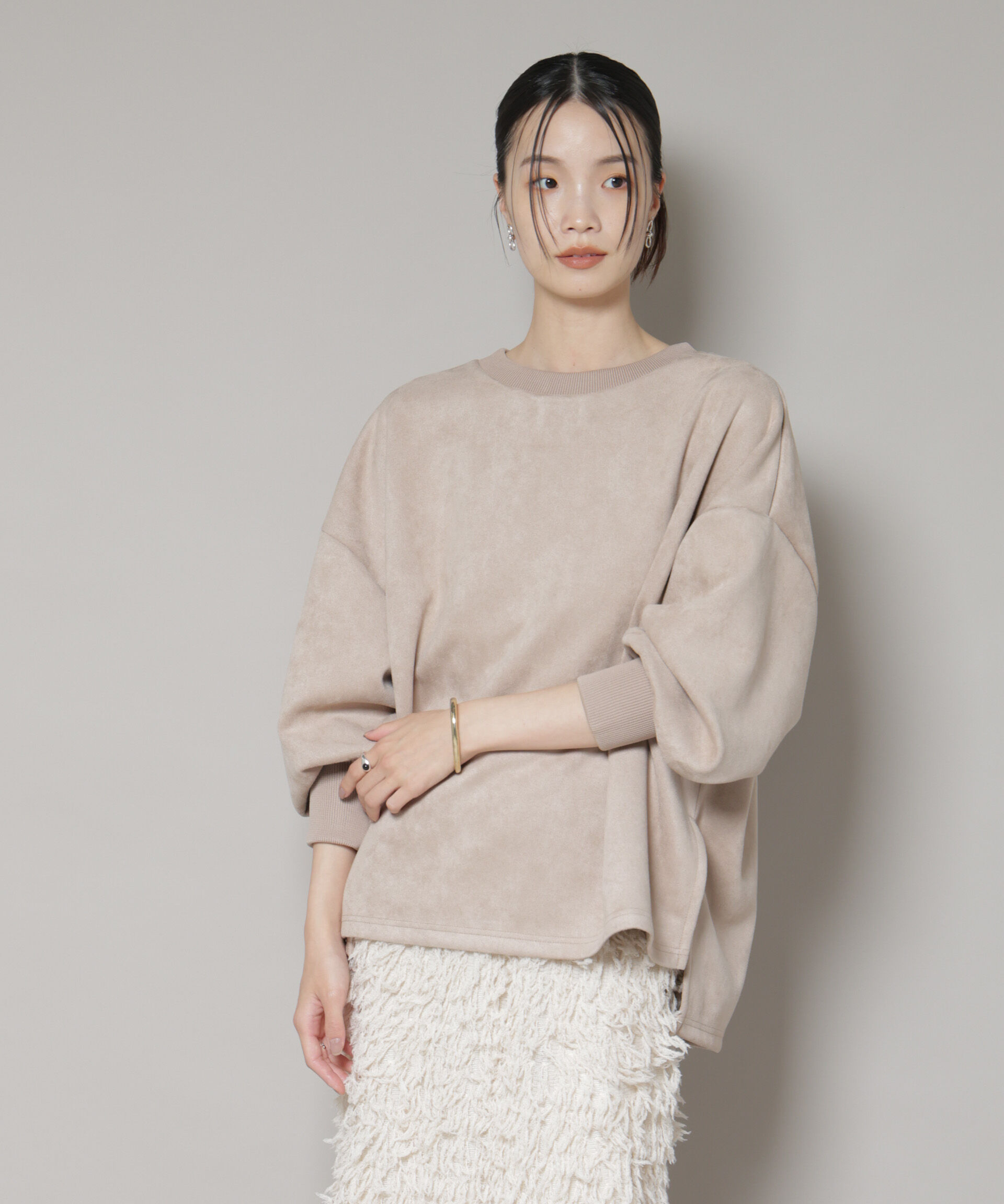 nano･universe「カットスエードサイドスリットワイドプルオーバー(セットアップ可)」|Tシャツ・カットソー|