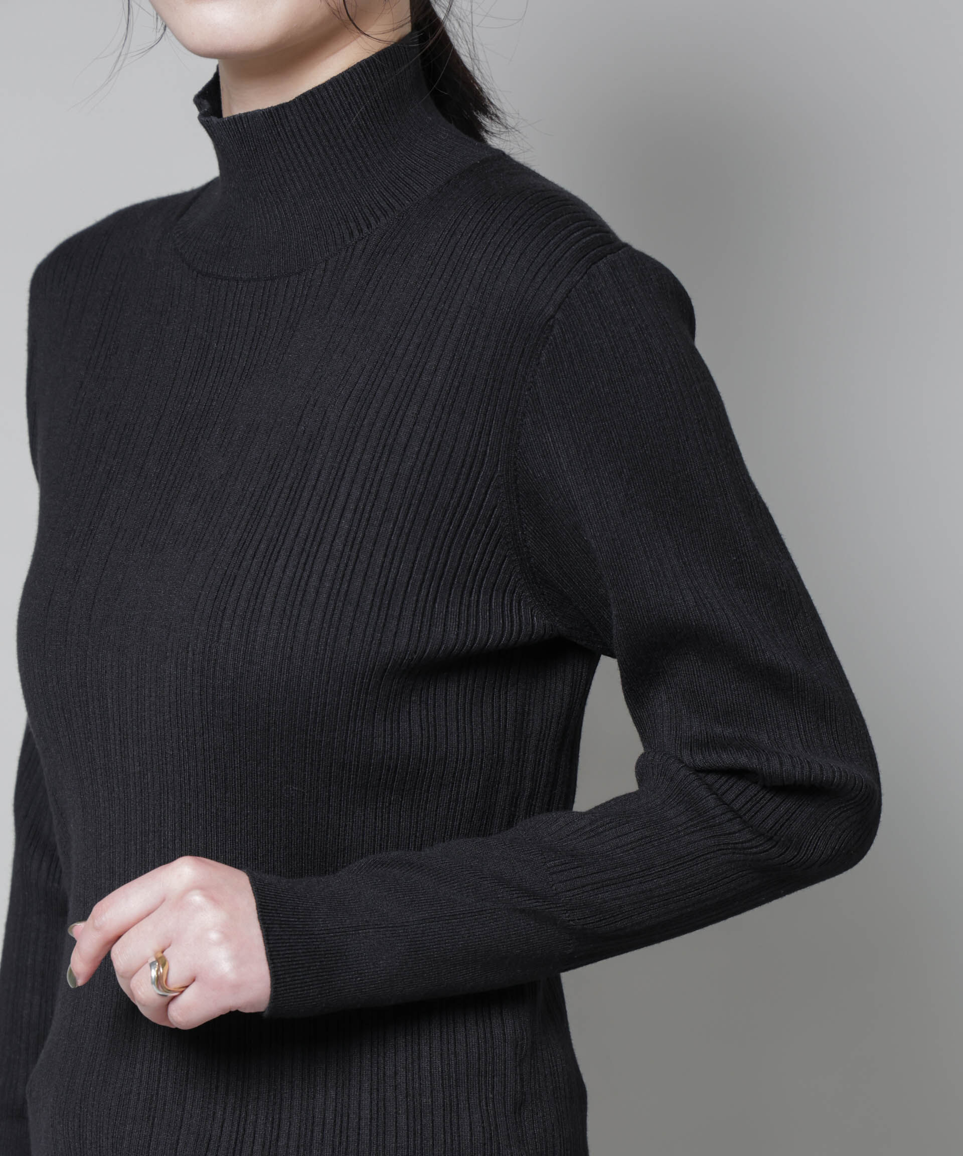 nano･universe「ホホバオイル加工ランダムリブタートルニット」|ニット・セーター|