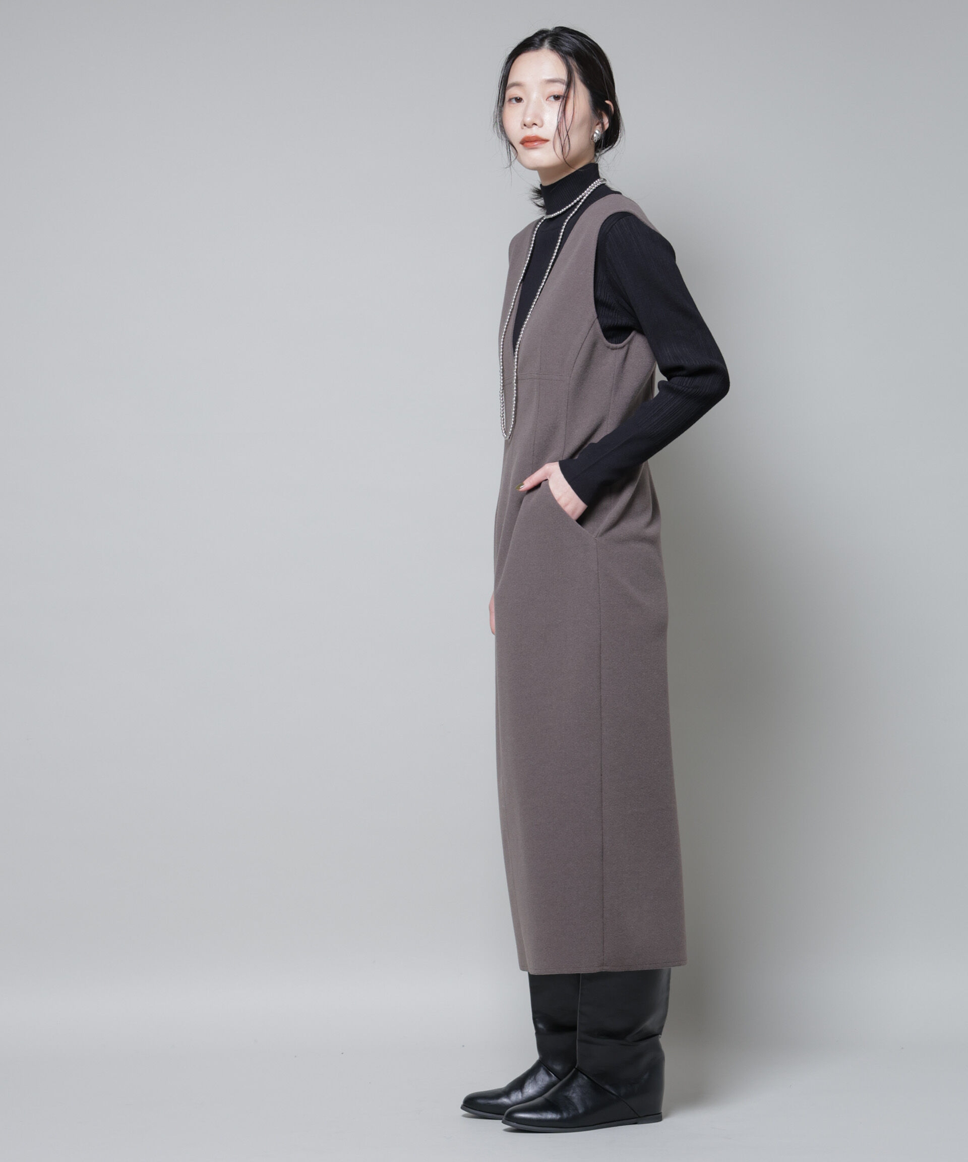 nano･universe「ホホバオイル加工ランダムリブタートルニット」|ニット・セーター|