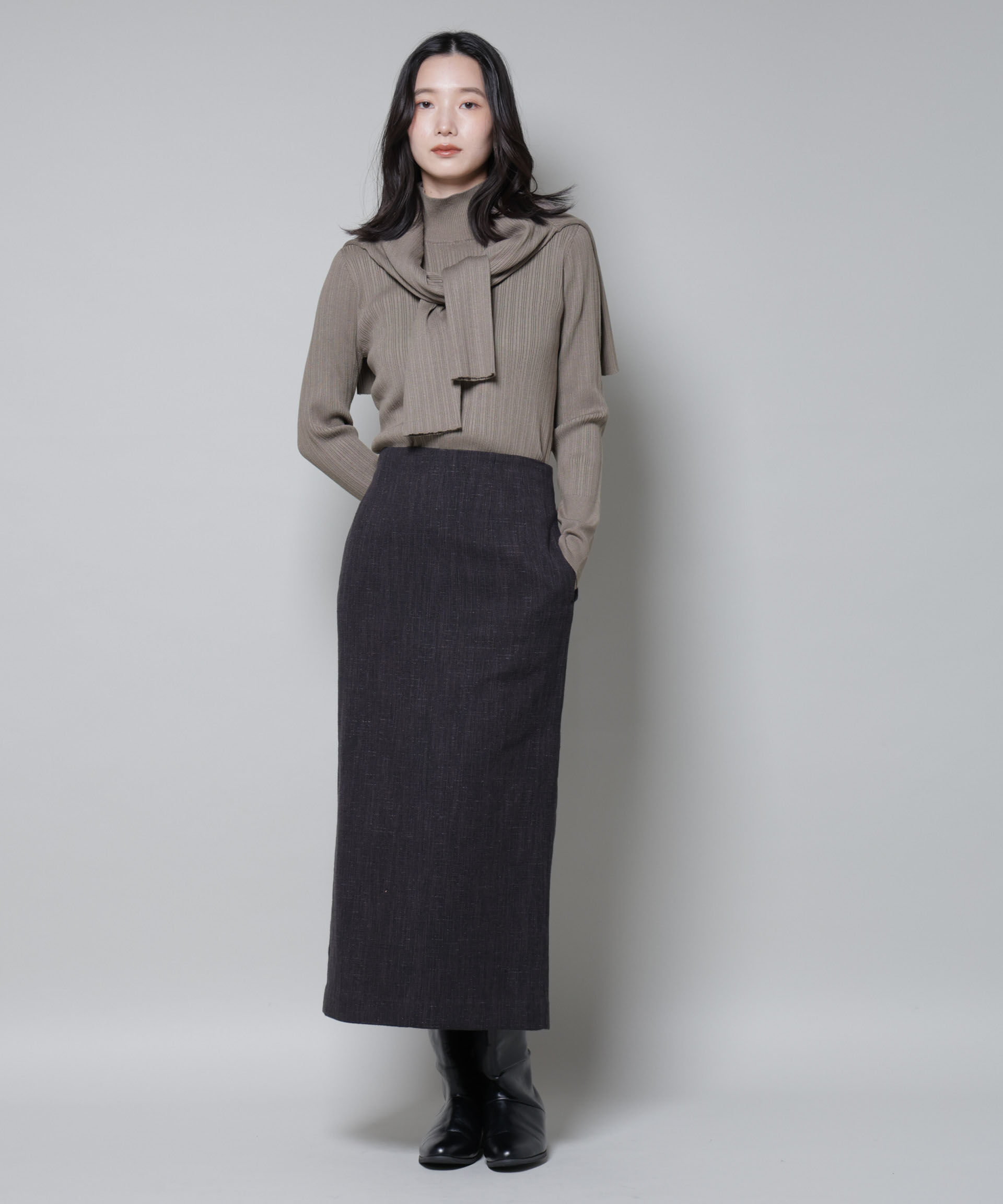 nano･universe「ホホバオイル加工ランダムリブタートルニット」|ニット・セーター|