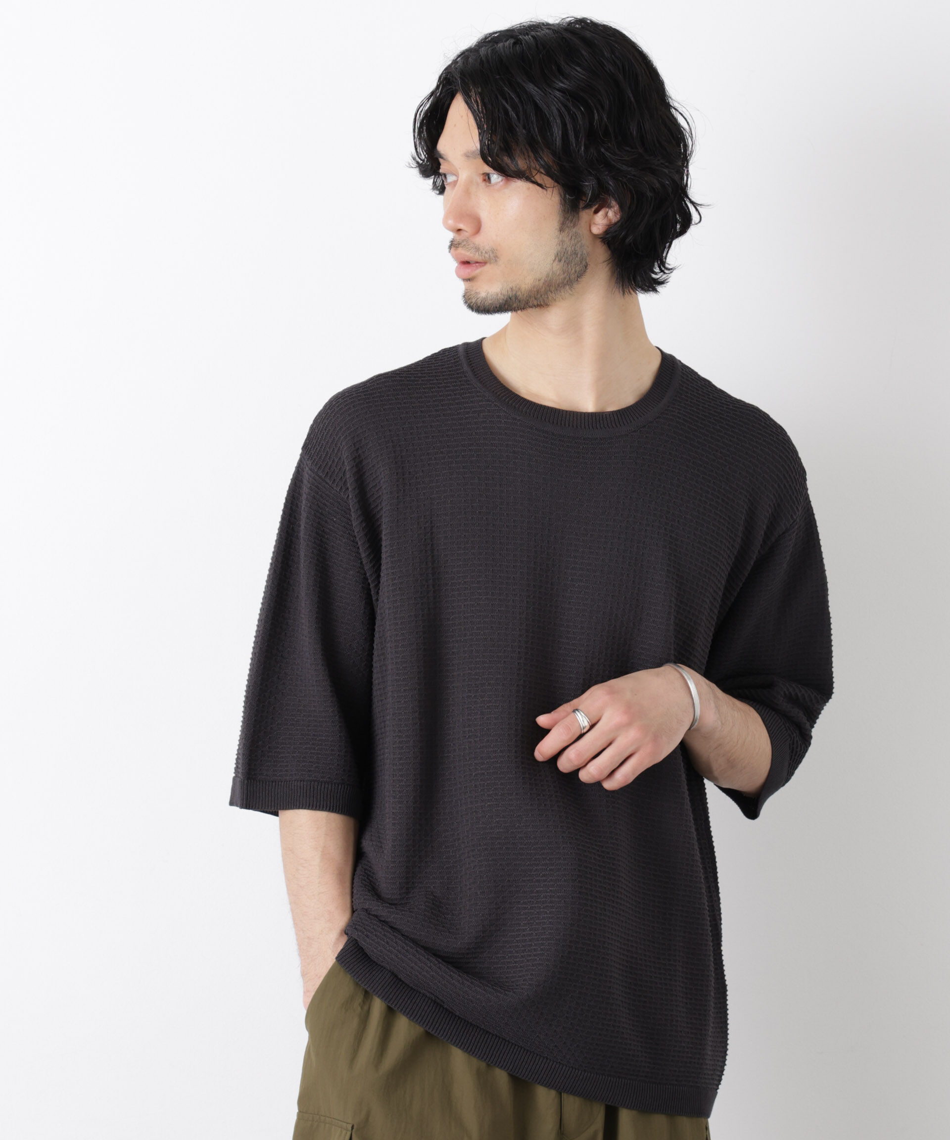 nano･universe「エアリードレープ ニットTシャツ 半袖」|ニット・セーター|