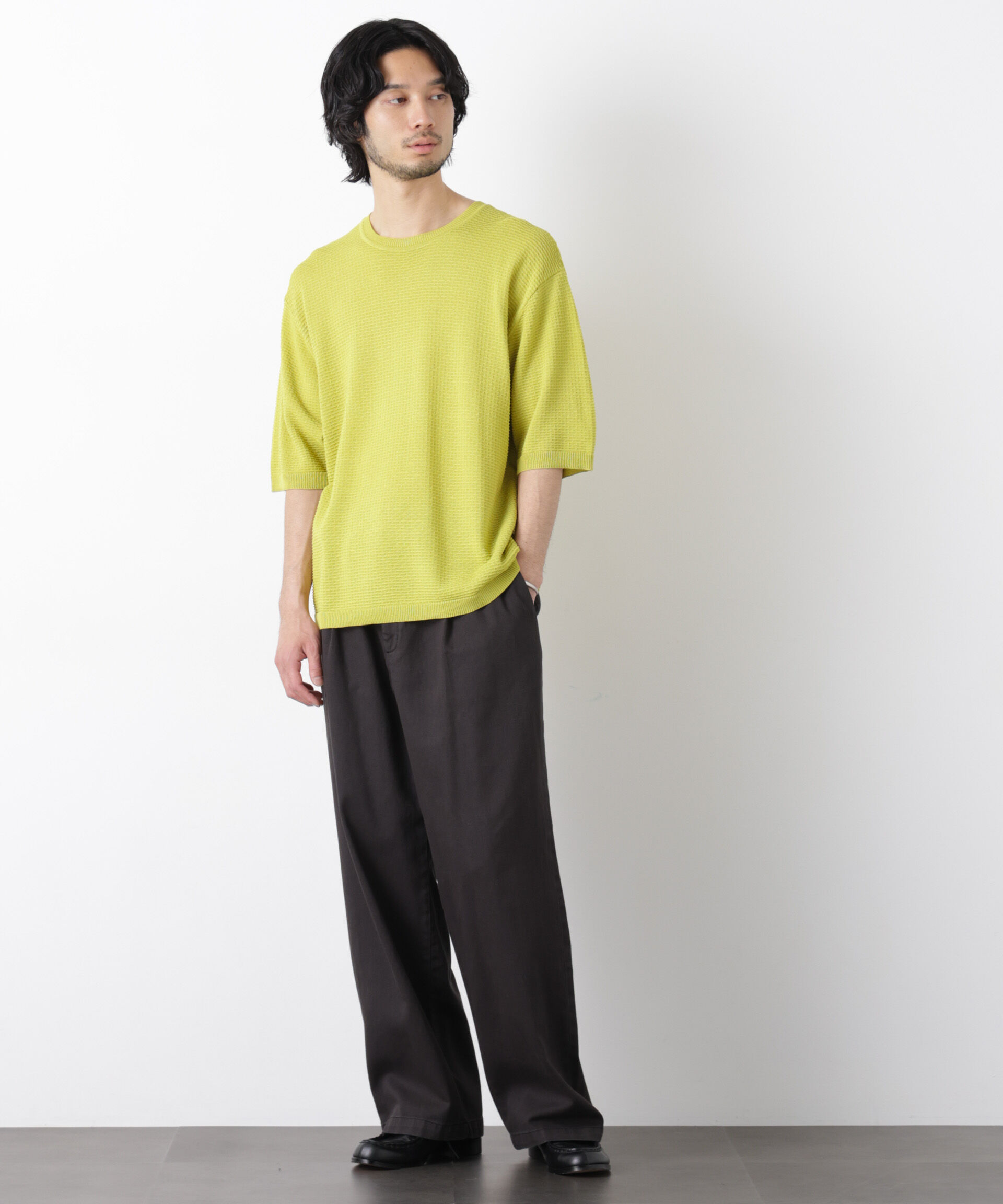 nano･universe「エアリードレープ ニットTシャツ 半袖」|ニット・セーター|