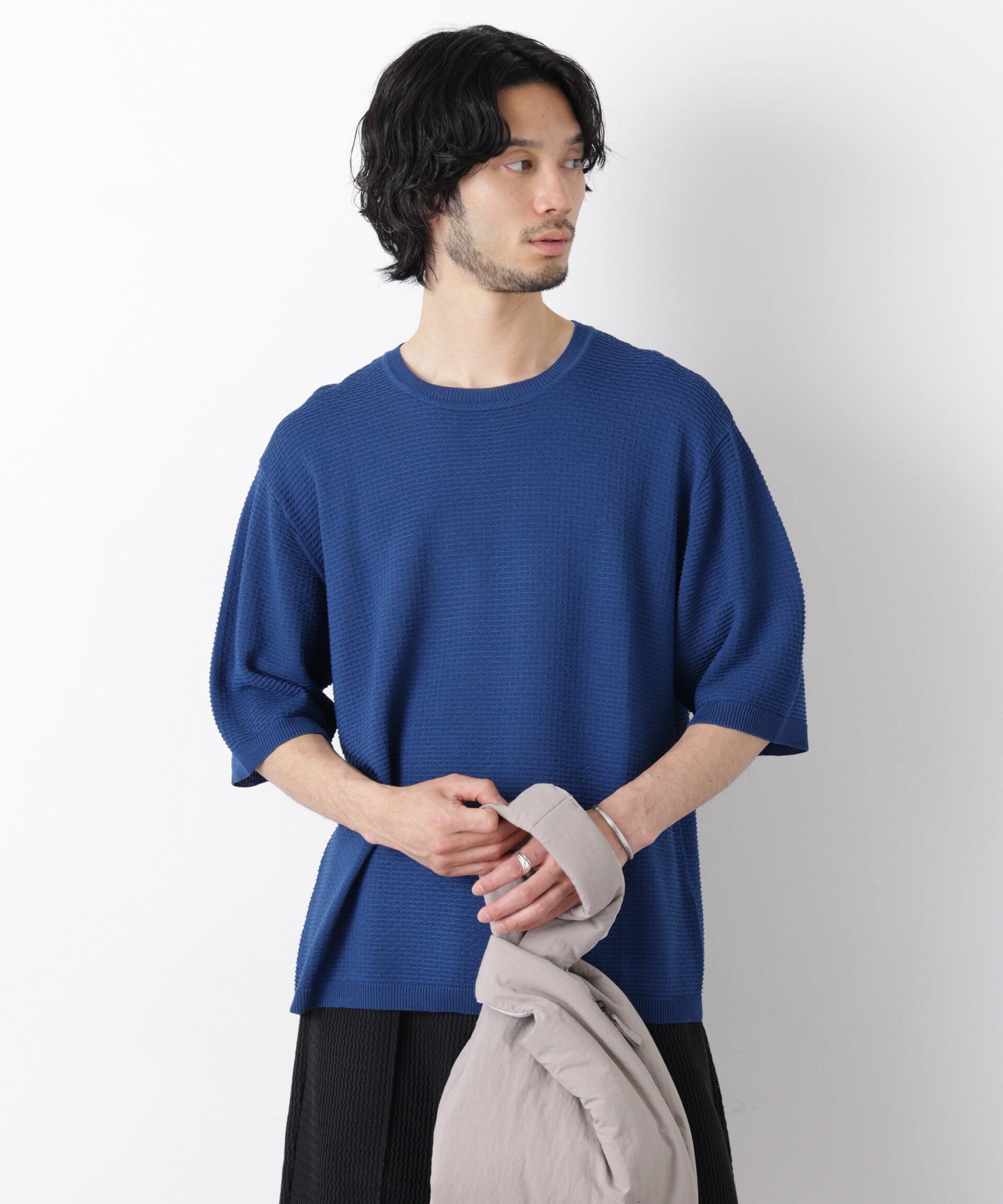 nano･universe「エアリードレープ ニットTシャツ 半袖」|ニット・セーター|