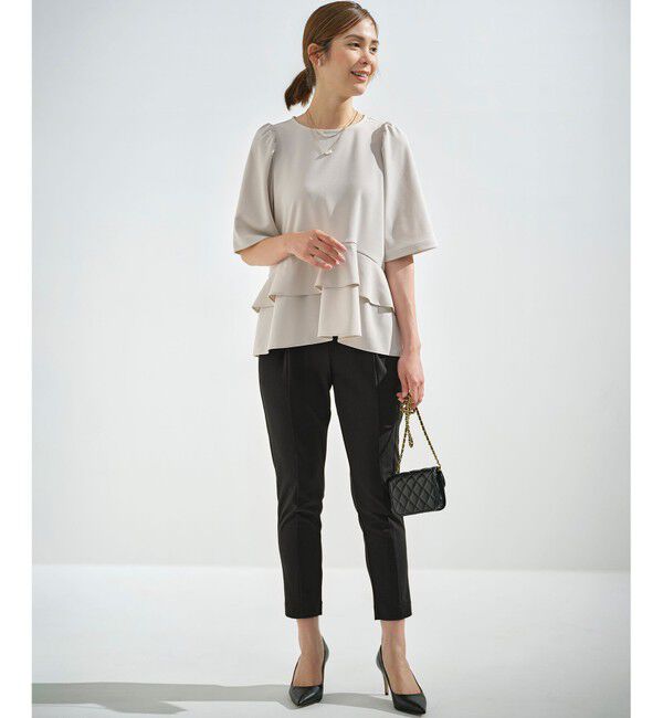 組曲「【接触冷感・吸湿・UVカット】ジョーゼットジャージーフリルブラウス」|シャツ・ブラウス|