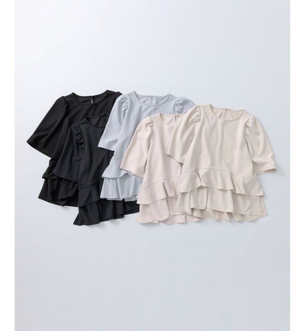 組曲「【接触冷感・吸湿・UVカット】ジョーゼットジャージーフリルブラウス」|シャツ・ブラウス|