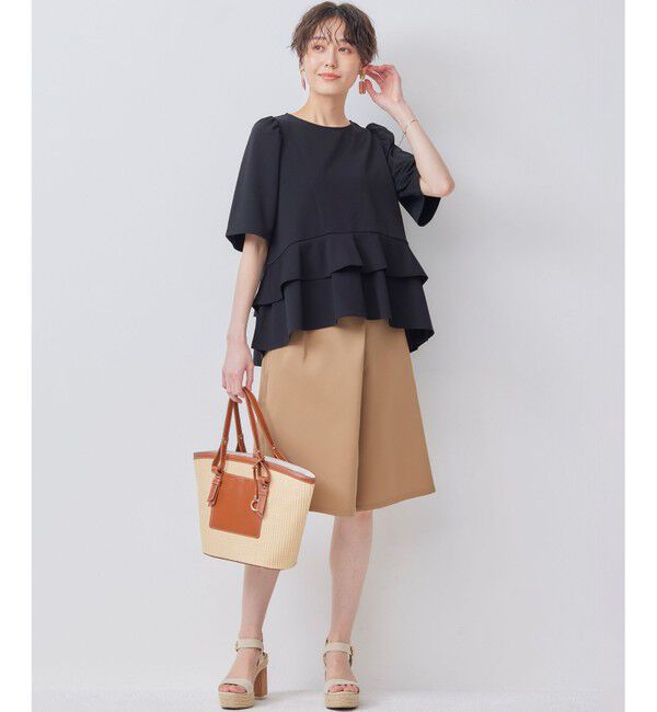 組曲「【接触冷感・吸湿・UVカット】ジョーゼットジャージーフリルブラウス」|シャツ・ブラウス|