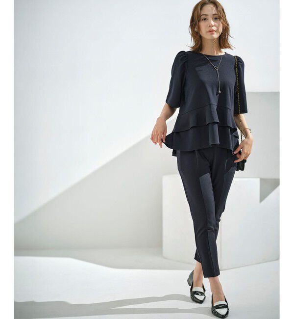 組曲「【接触冷感・吸湿・UVカット】ジョーゼットジャージーフリルブラウス」|シャツ・ブラウス|