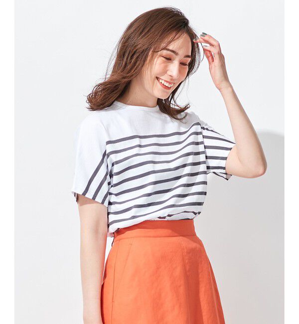 自由区「【洗える】Le minor(ルミノア) ボーダーカットソー」|Tシャツ・カットソー|グレー系2