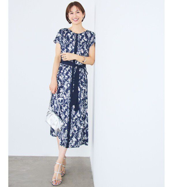 自由区「【ご好評につき追加生産・新色追加】ハーバルフロープリント ワンピース」|ドレス|ネイビー系4