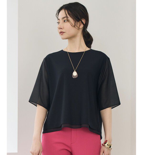 自由区「【カタログ掲載】ストレッチアムンゼン Tブラウス」|Tシャツ・カットソー|ネイビー