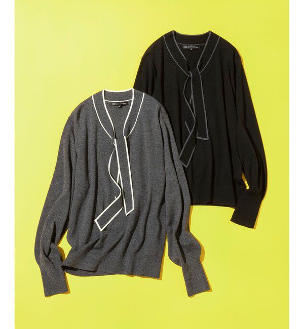 23区「【洗える】ウーステッドウール ボウタイ ニット」|ニット・セーター|