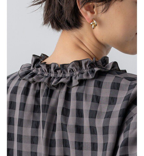 23区「【WEB&一部店舗限定】ブロックチェック フリル ブラウス」|シャツ・ブラウス|