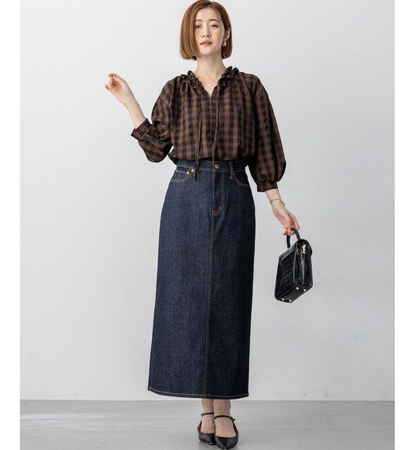 23区「【WEB&一部店舗限定】ブロックチェック フリル ブラウス」|シャツ・ブラウス|